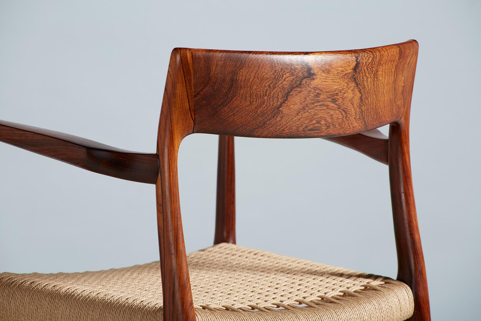Scandinavian Modern Niels Moller 1950s Model 57 Rosewood Carver Chair