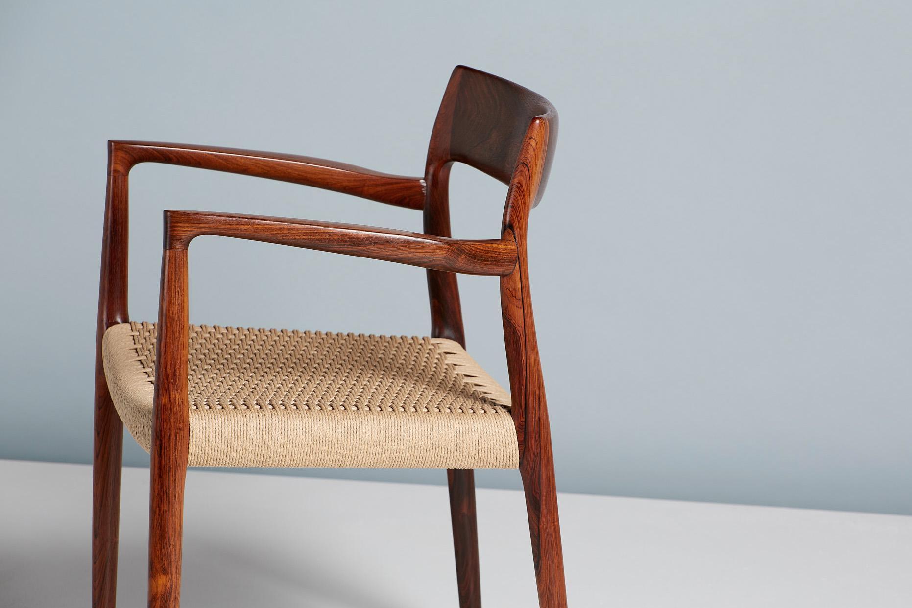 Papercord Niels Moller 1950s Model 57 Rosewood Carver Chair