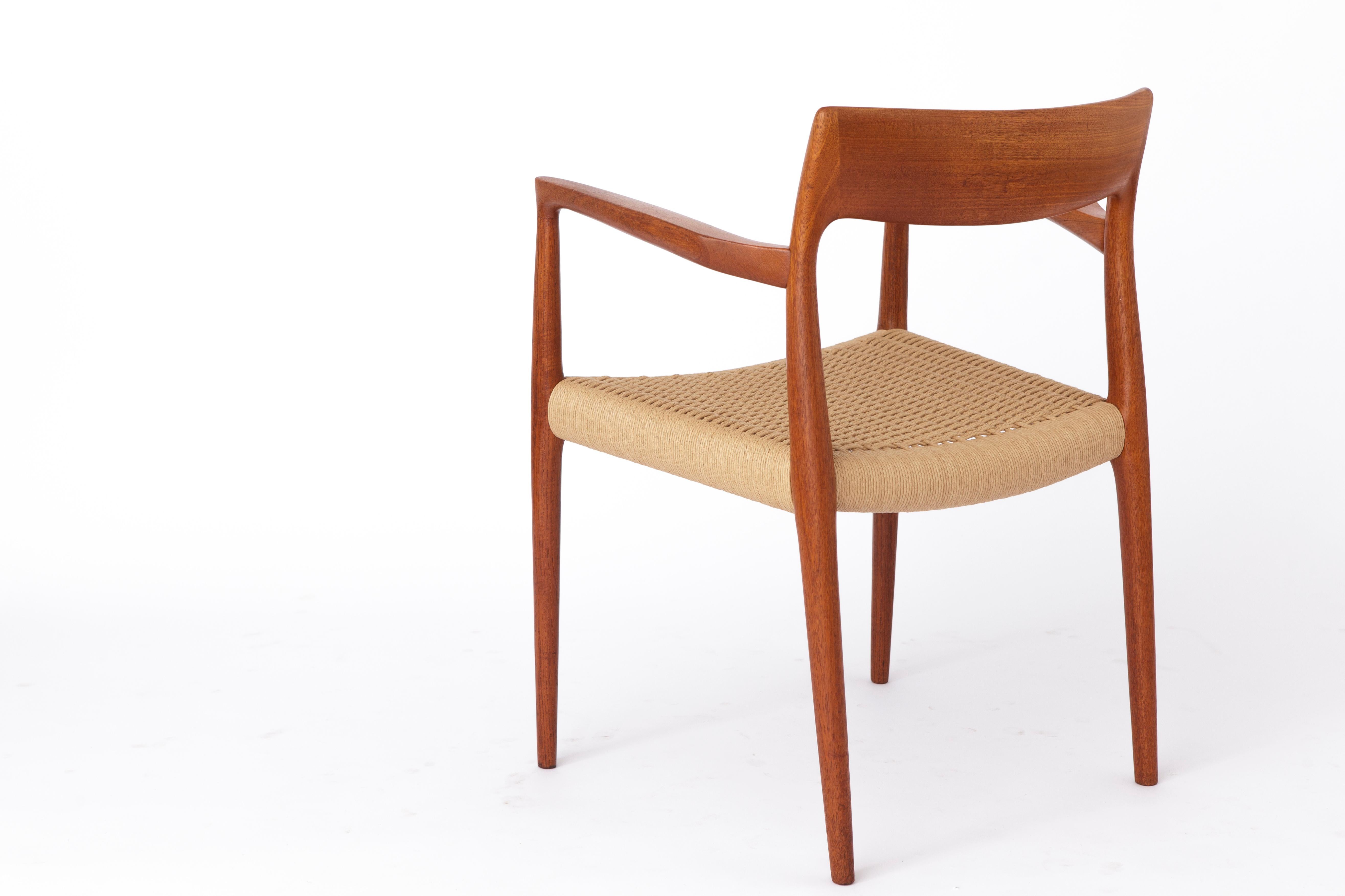 Mid-20th Century Niels Moller armchair, model 57, 1950s Vintage, paper cord seat, dining chair For Sale