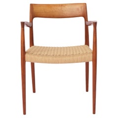 Niels Moller armchair, model 57, 1950s Used, paper cord seat, dining chair