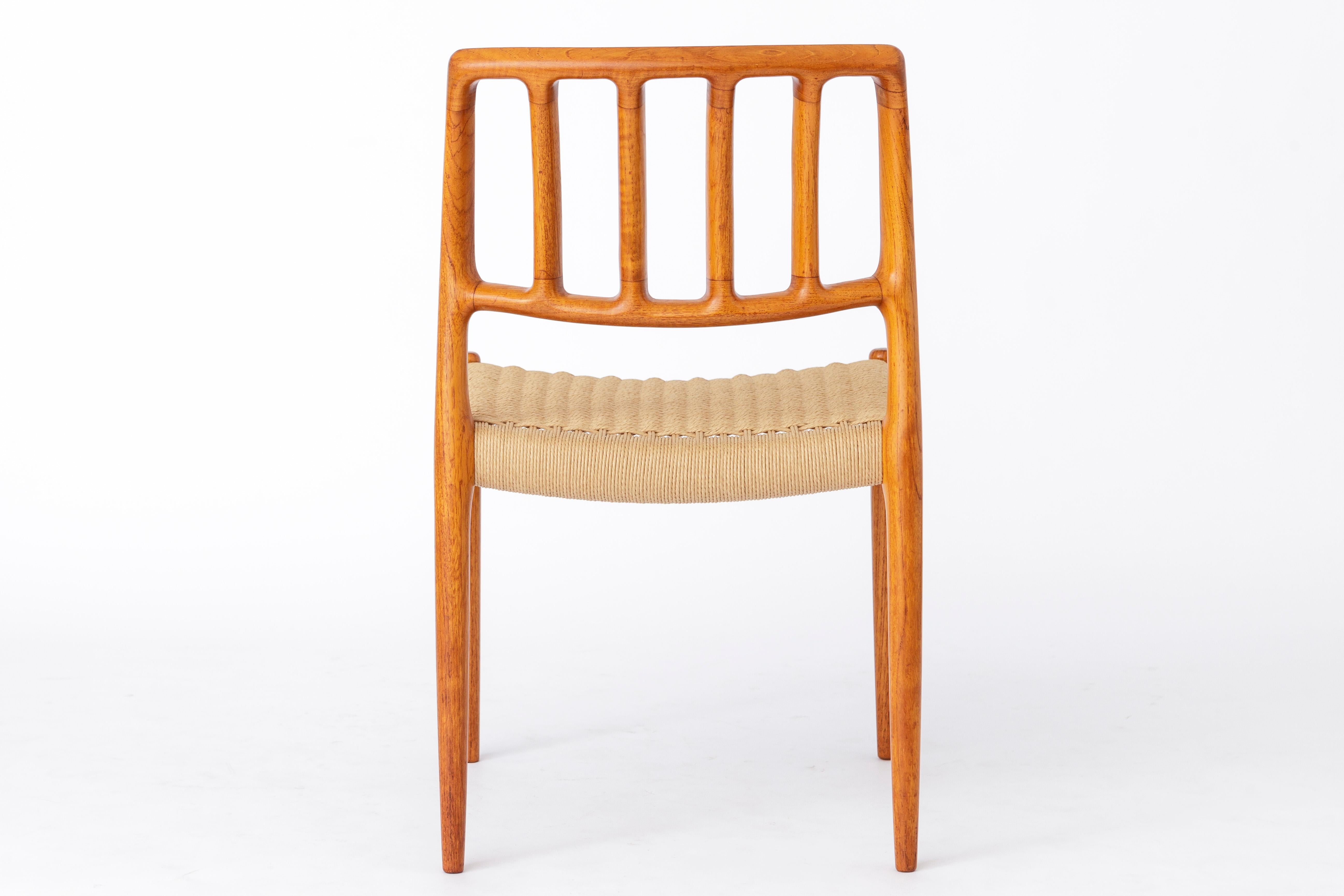 Niels Moller Chair, model 83, paper cord seat, 1970s Vintage For Sale 1