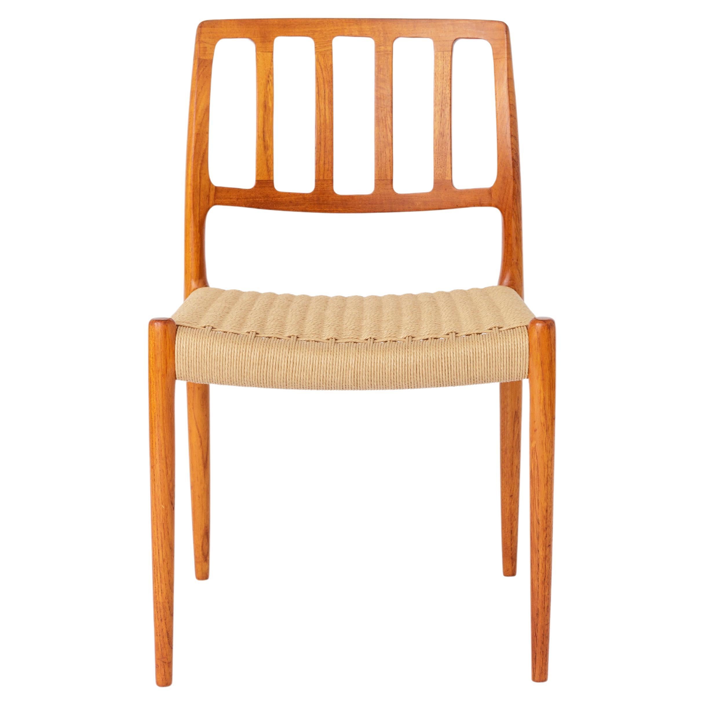 Niels Moller Chair, model 83, paper cord seat, 1970s Vintage For Sale