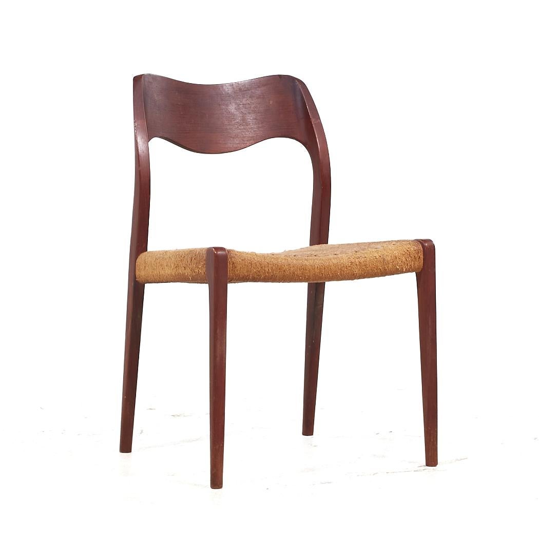 Mid-Century Modern Niels Moller Danish Model 55 and Model 71 MCM Teak Dining Chairs - Set of 6 For Sale
