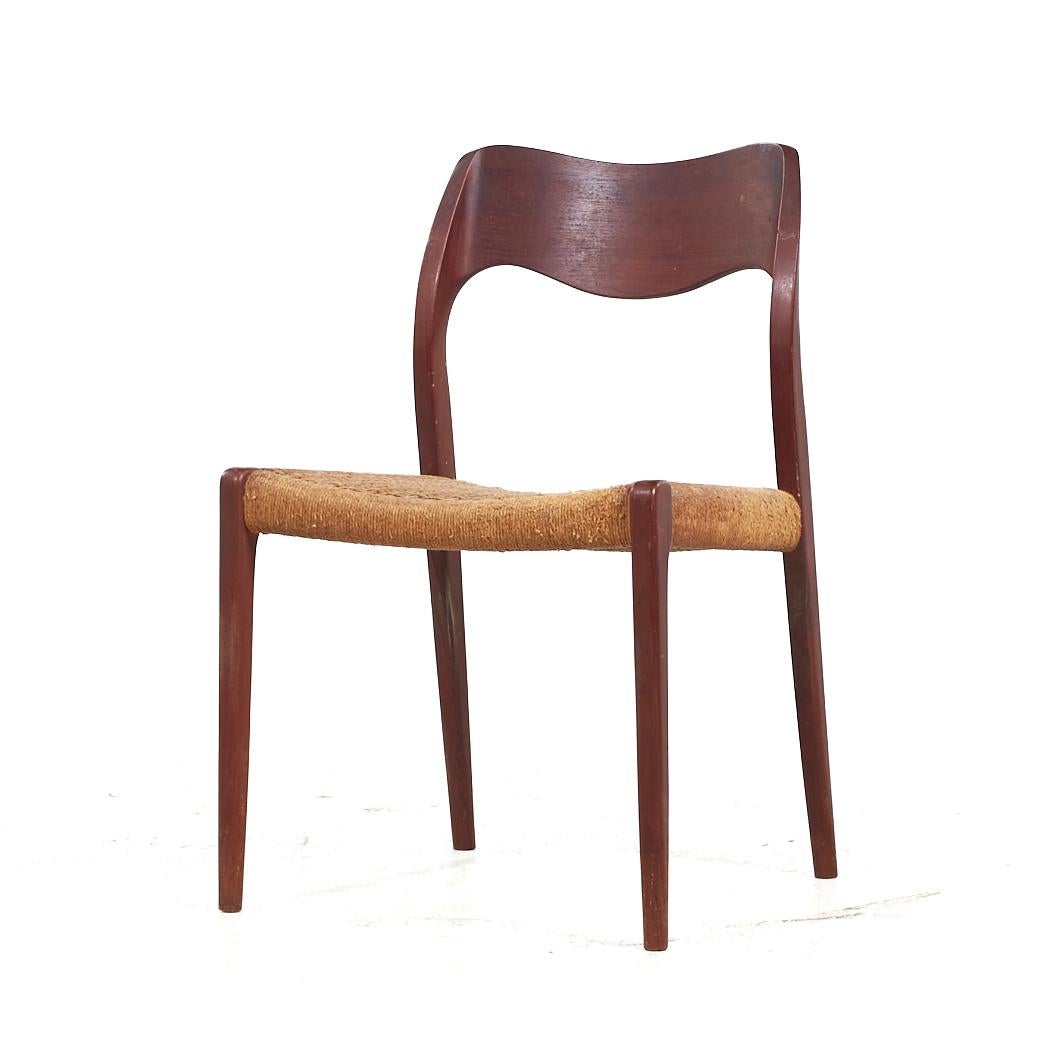 Late 20th Century Niels Moller Danish Model 55 and Model 71 MCM Teak Dining Chairs - Set of 6 For Sale