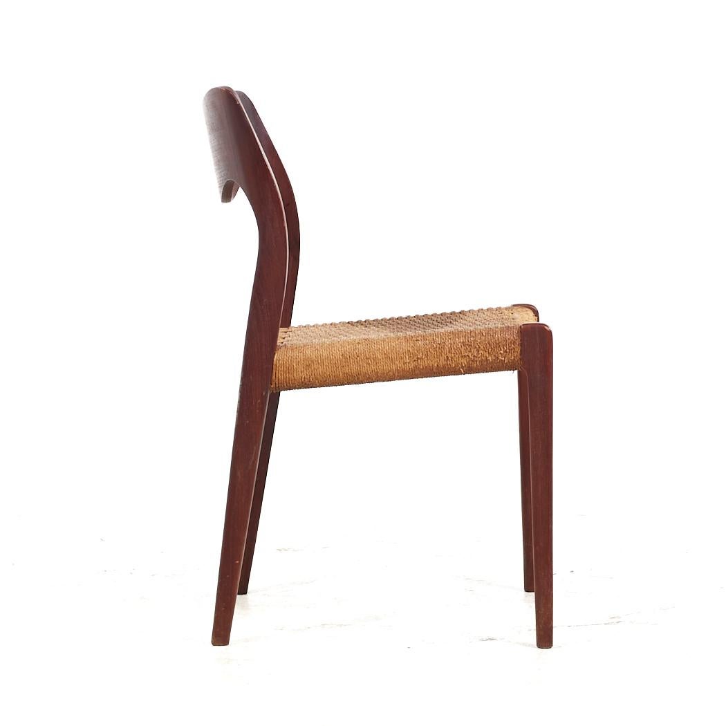 Papercord Niels Moller Danish Model 55 and Model 71 MCM Teak Dining Chairs - Set of 6 For Sale