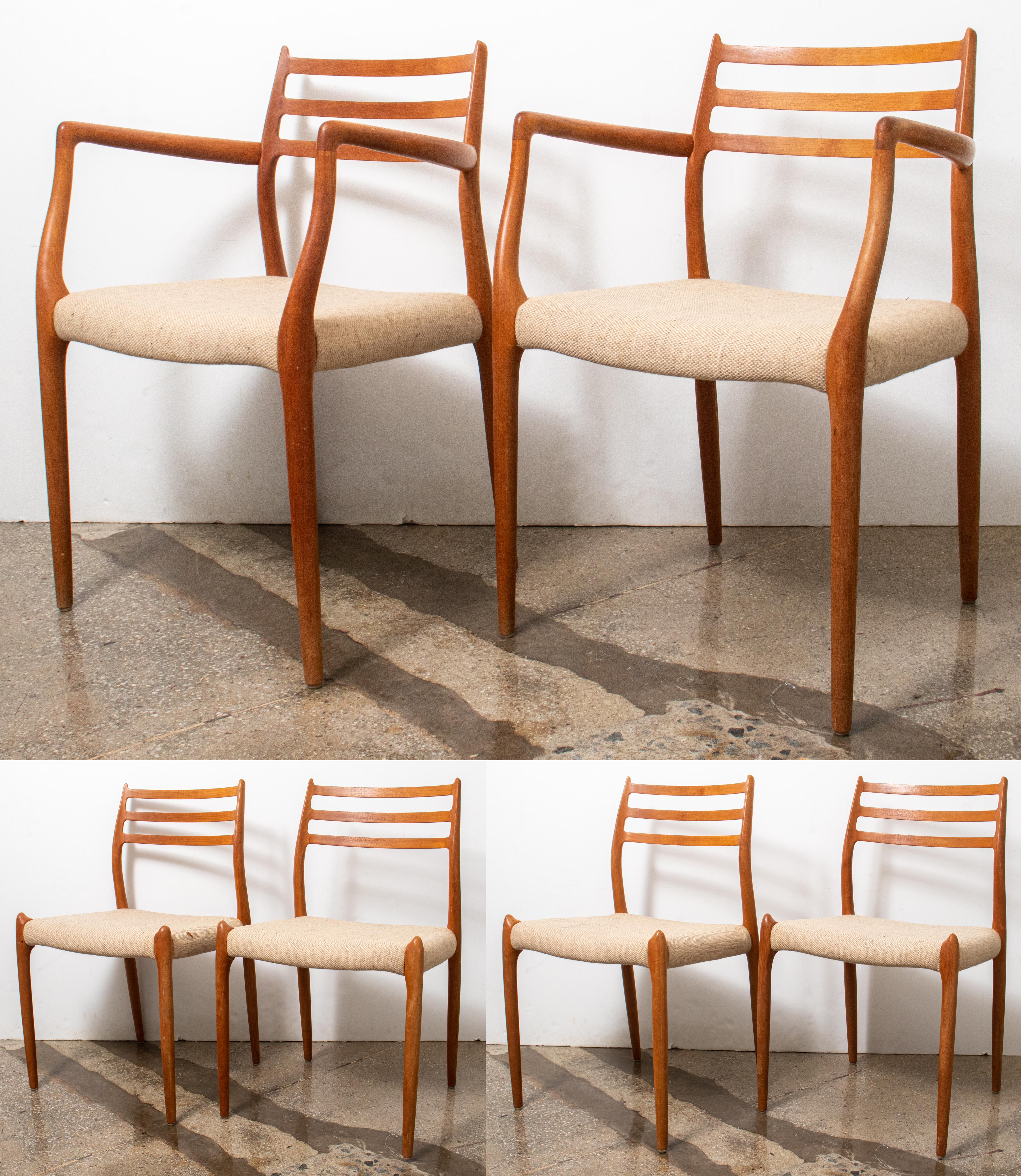20th Century Niels Moller Danish Modern Dining Chairs, 6