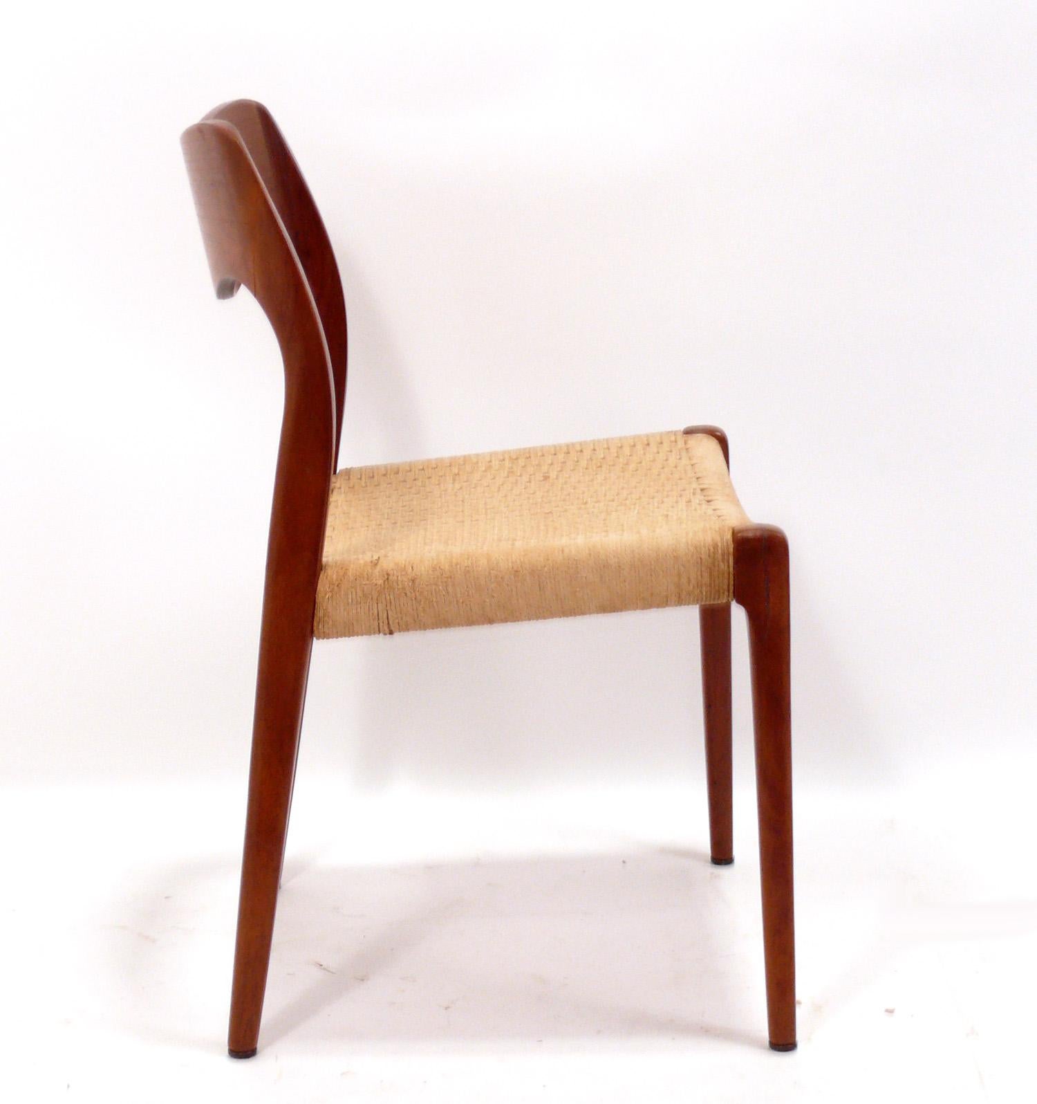 Mid-Century Modern Niels Moller Danish Modern Teak and Papercord Model 71 Dining Chairs Set of Six