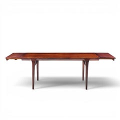 Niels Moller Danish Rosewood Hidden Leaf Expanding Dining Table with 2 Leaves
