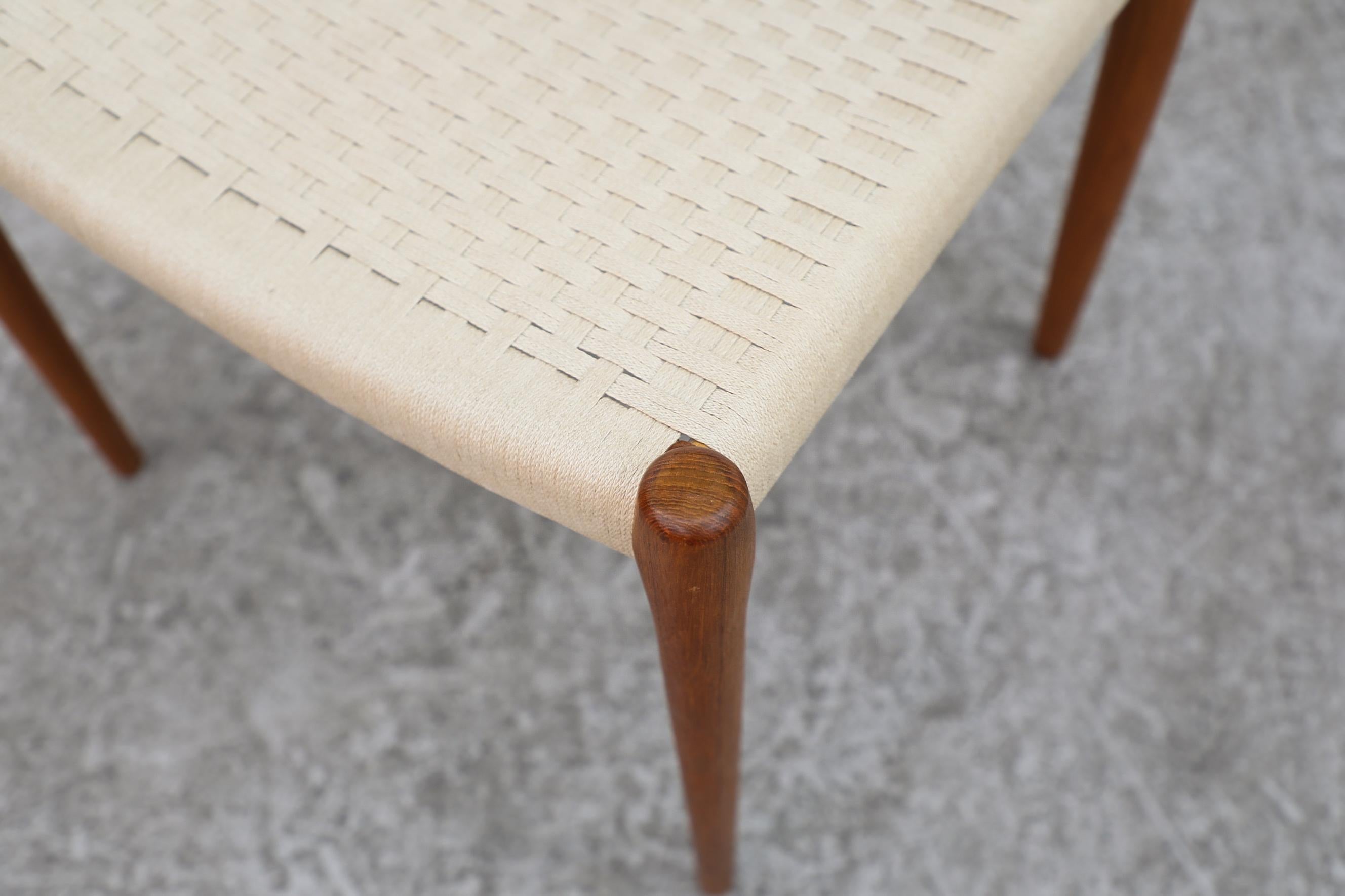 Niels Moller Danish Teak Model 83 Side Chair with Woven Rope Seat, 1970s 7