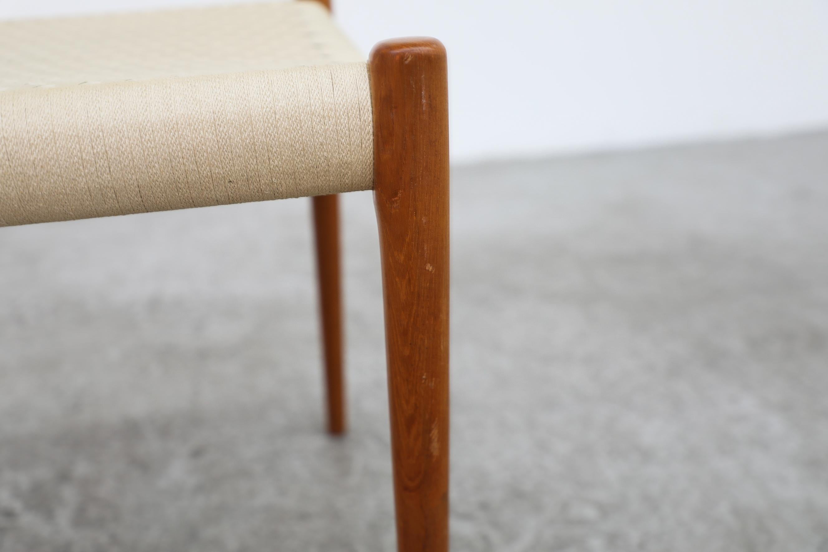 Niels Moller Danish Teak Model 83 Side Chair with Woven Rope Seat, 1970s 10