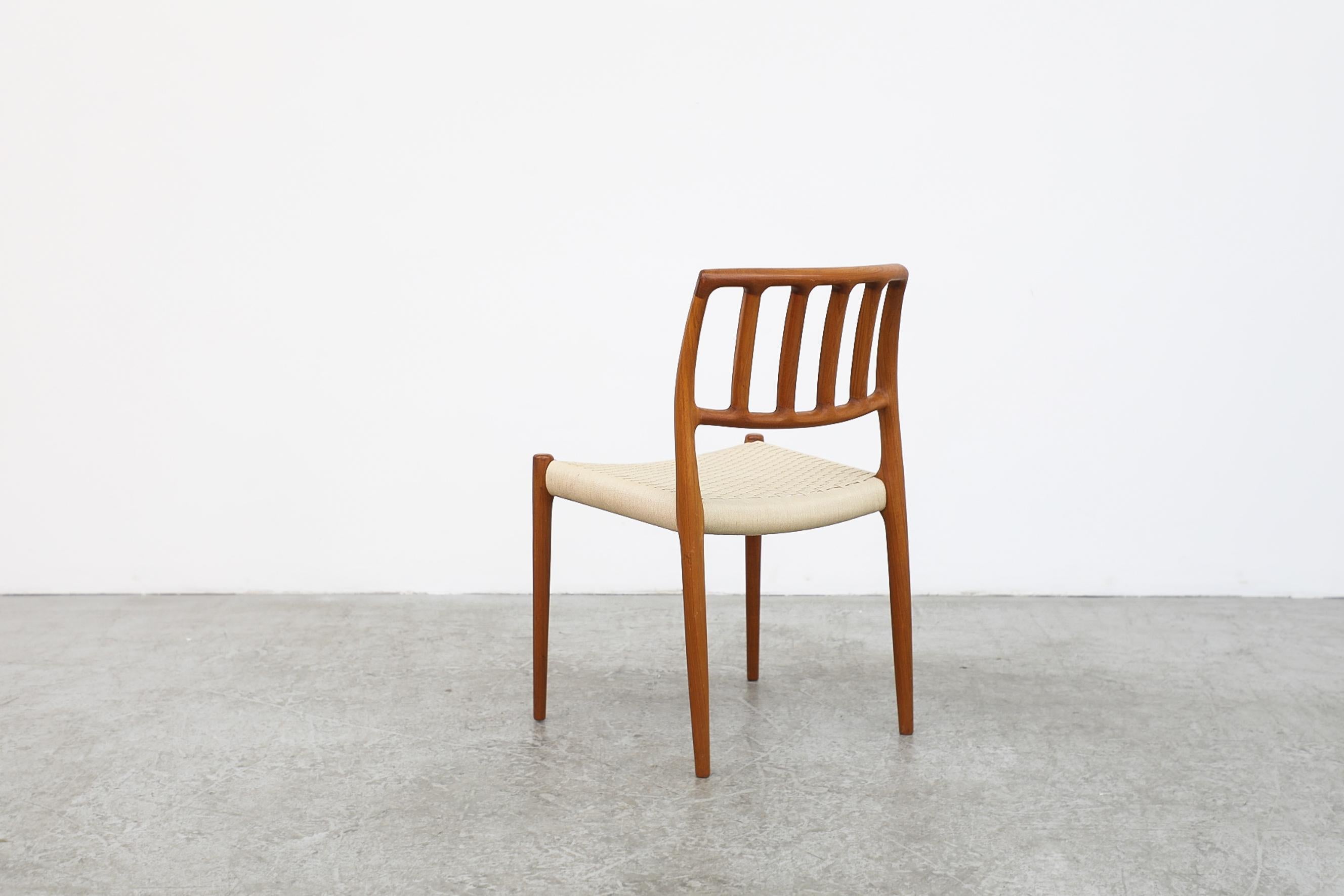 Late 20th Century Niels Moller Danish Teak Model 83 Side Chair with Woven Rope Seat, 1970s