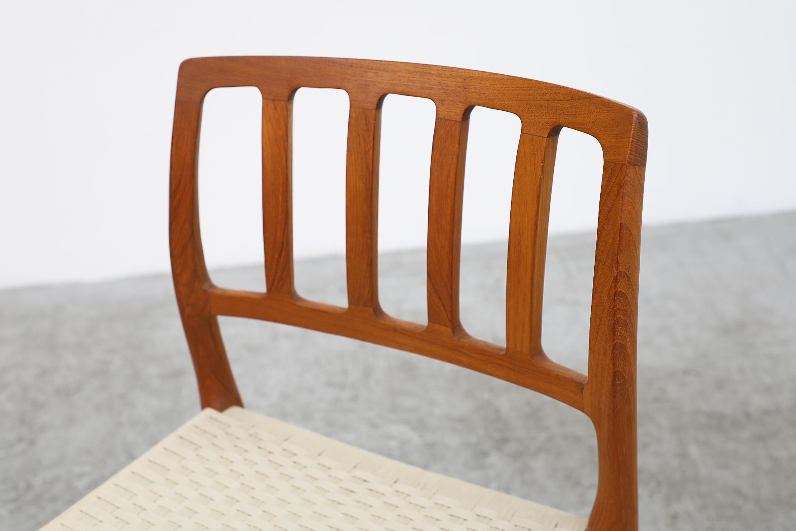 Niels Moller Danish Teak Model 83 Side Chair with Woven Rope Seat, 1970s 4