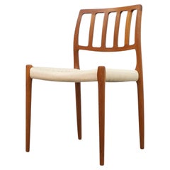 Niels Moller Danish Teak Model 83 Side Chair with Woven Rope Seat, 1970s