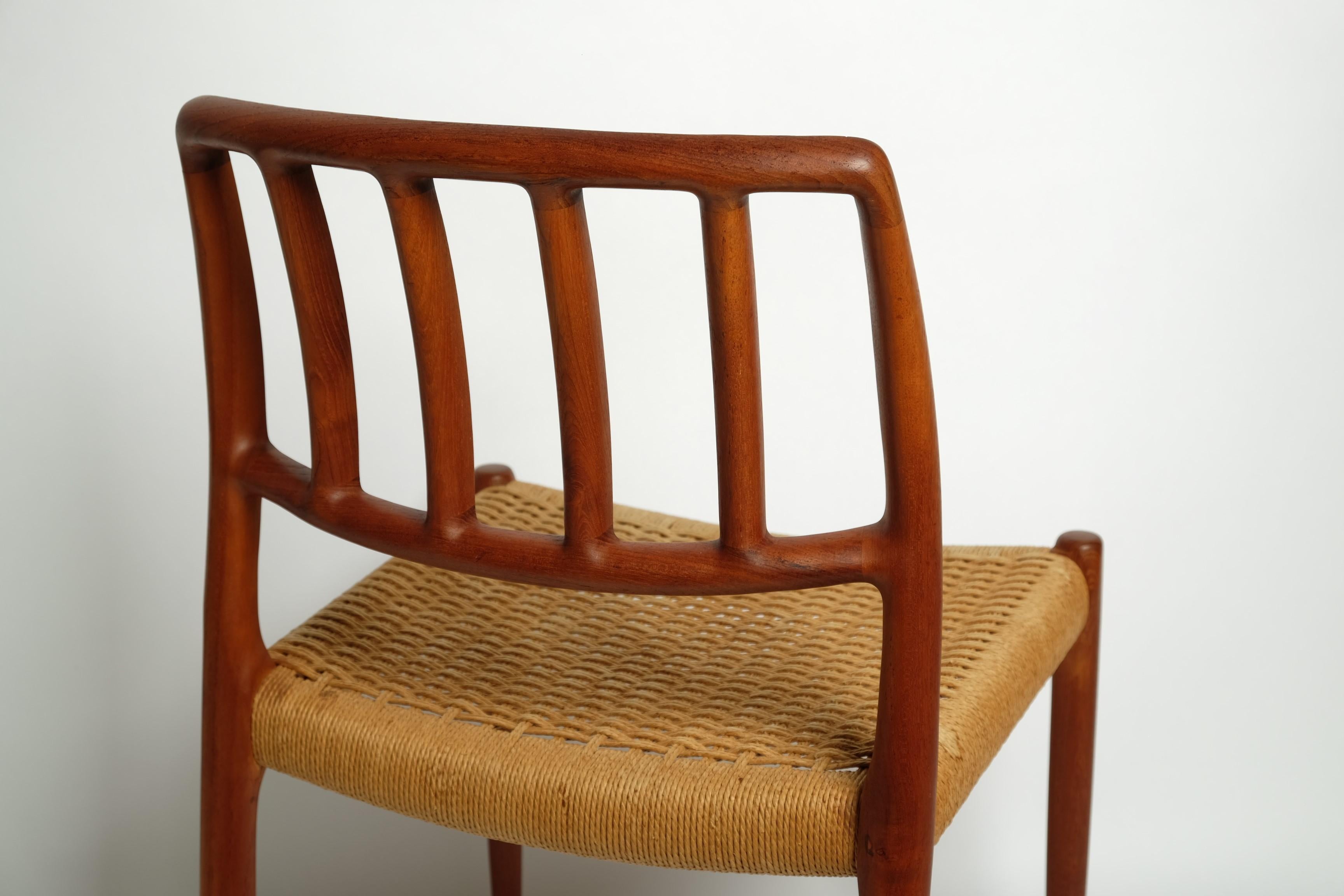 Sedia da pranzo Niels Otto Möller Modello 83 Teak Papercord, Danimarca anni '70 4