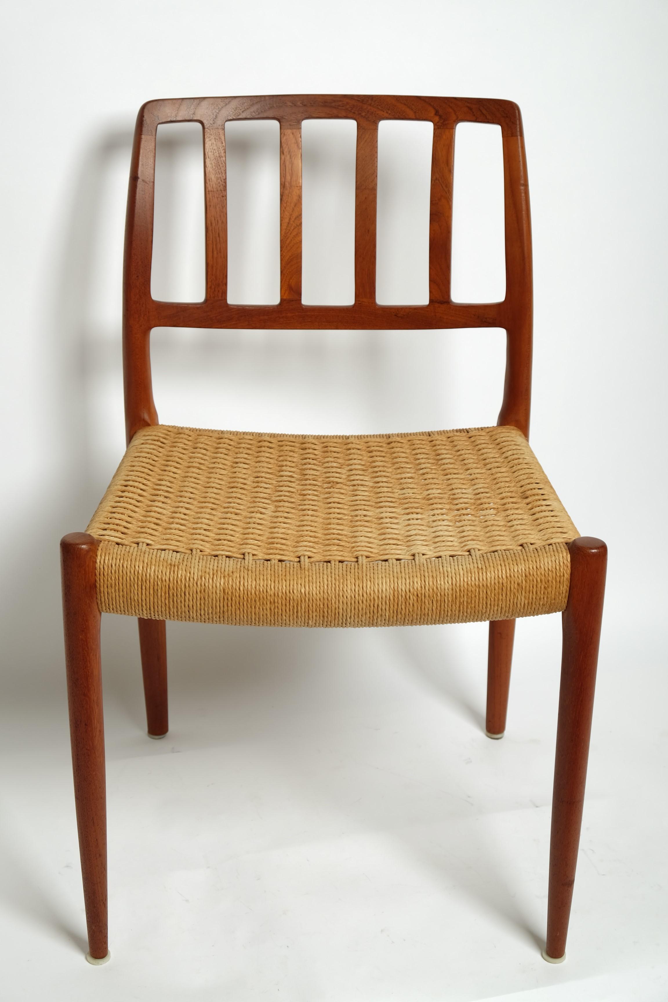 Sedia da pranzo Niels Otto Möller Modello 83 Teak Papercord, Danimarca anni '70 6