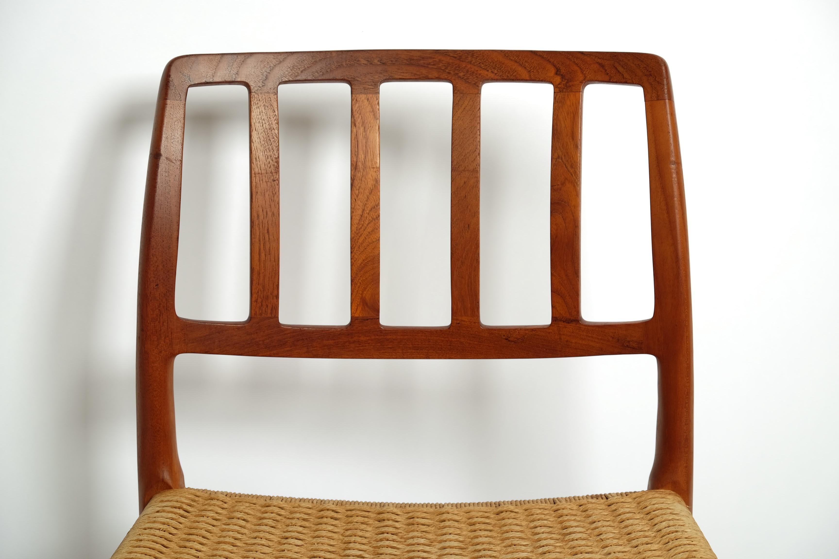 Sedia da pranzo Niels Otto Möller Modello 83 Teak Papercord, Danimarca anni '70 7