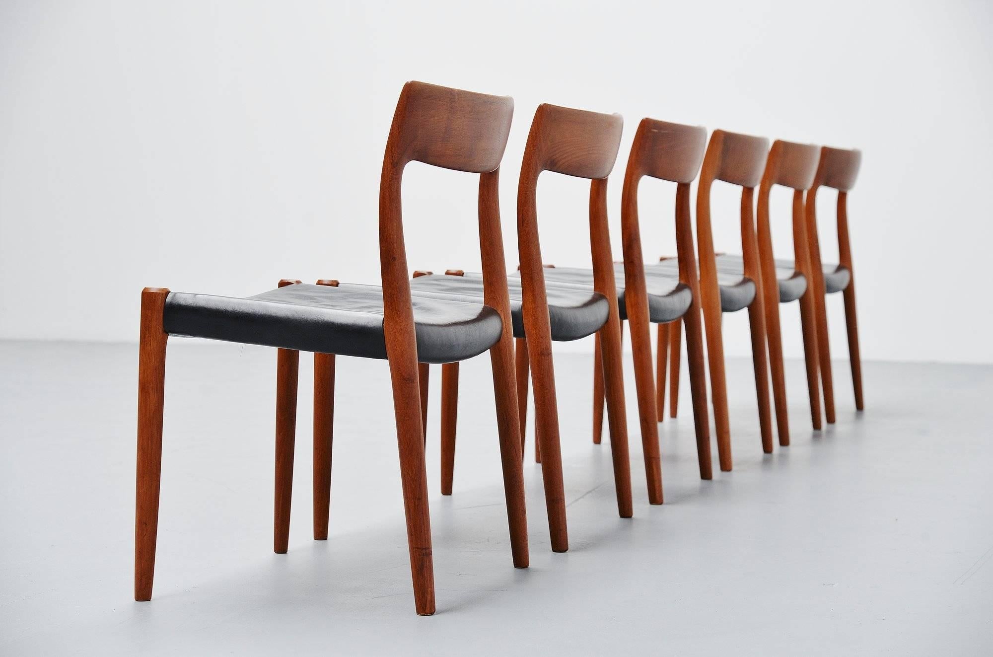 Scandinavian Modern Niels Moller Dining Chairs Model 77 in Teak, Denmark, 1959