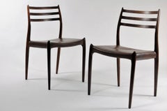 Niels Moller Eight Restored Dining Rosewood Chairs Including Custom Upholstery