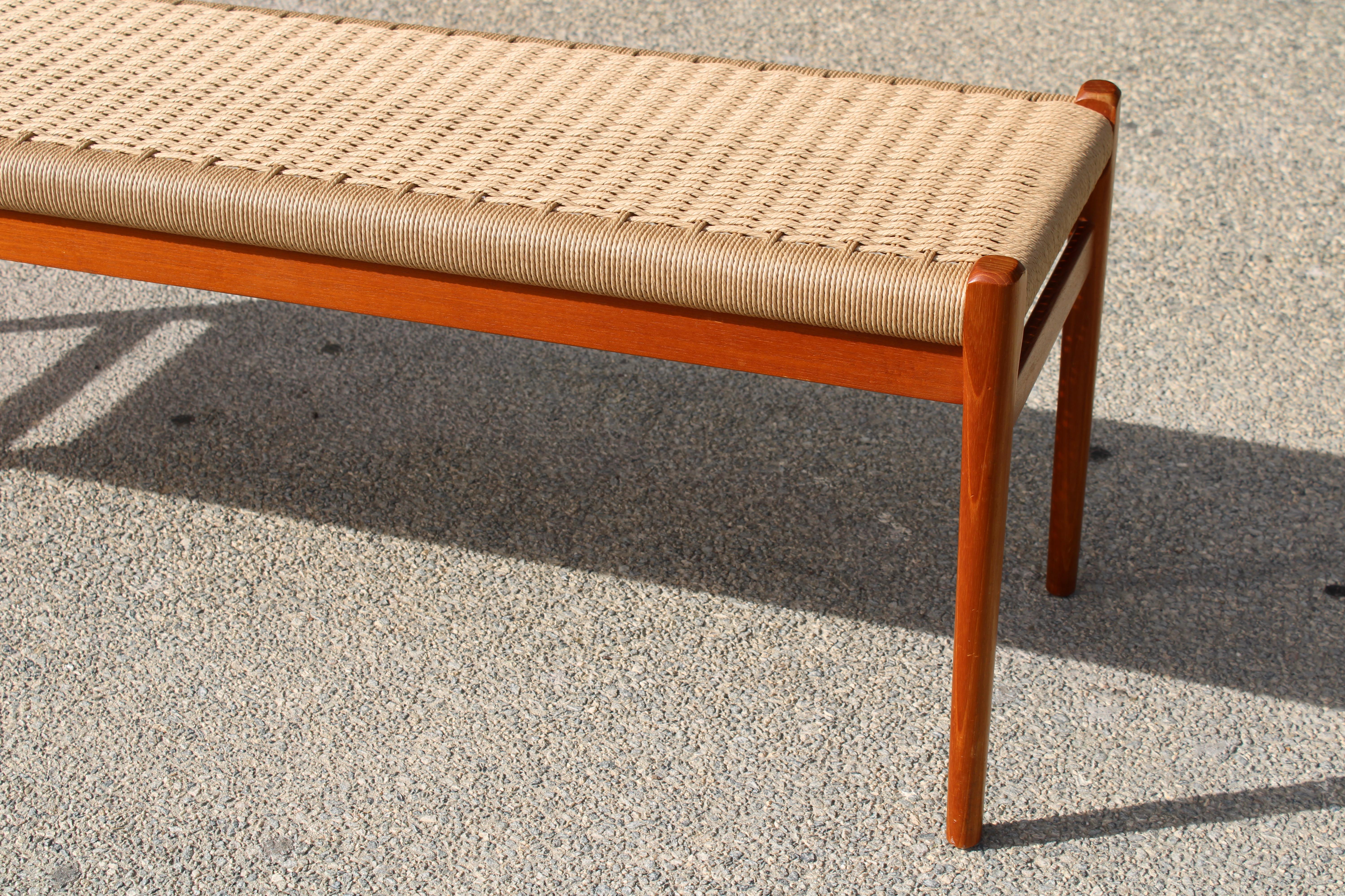 Hand-Woven Niels Moller for J.L. Mollers Danish Teak Bench