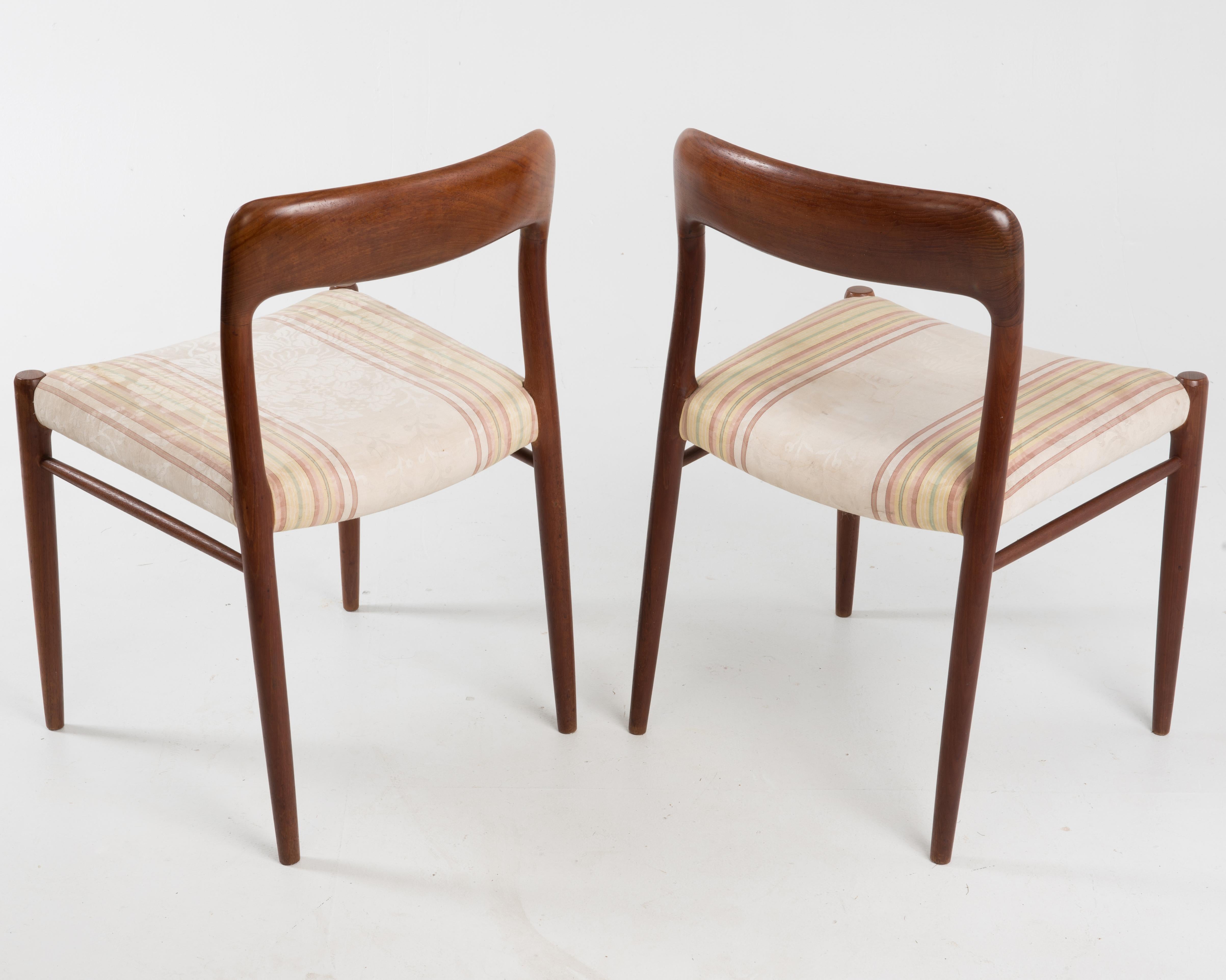 Scandinavian Modern Niels Möller for J.L. Möllers Style Modell 75 Danish Teak Dining Chairs, Pair