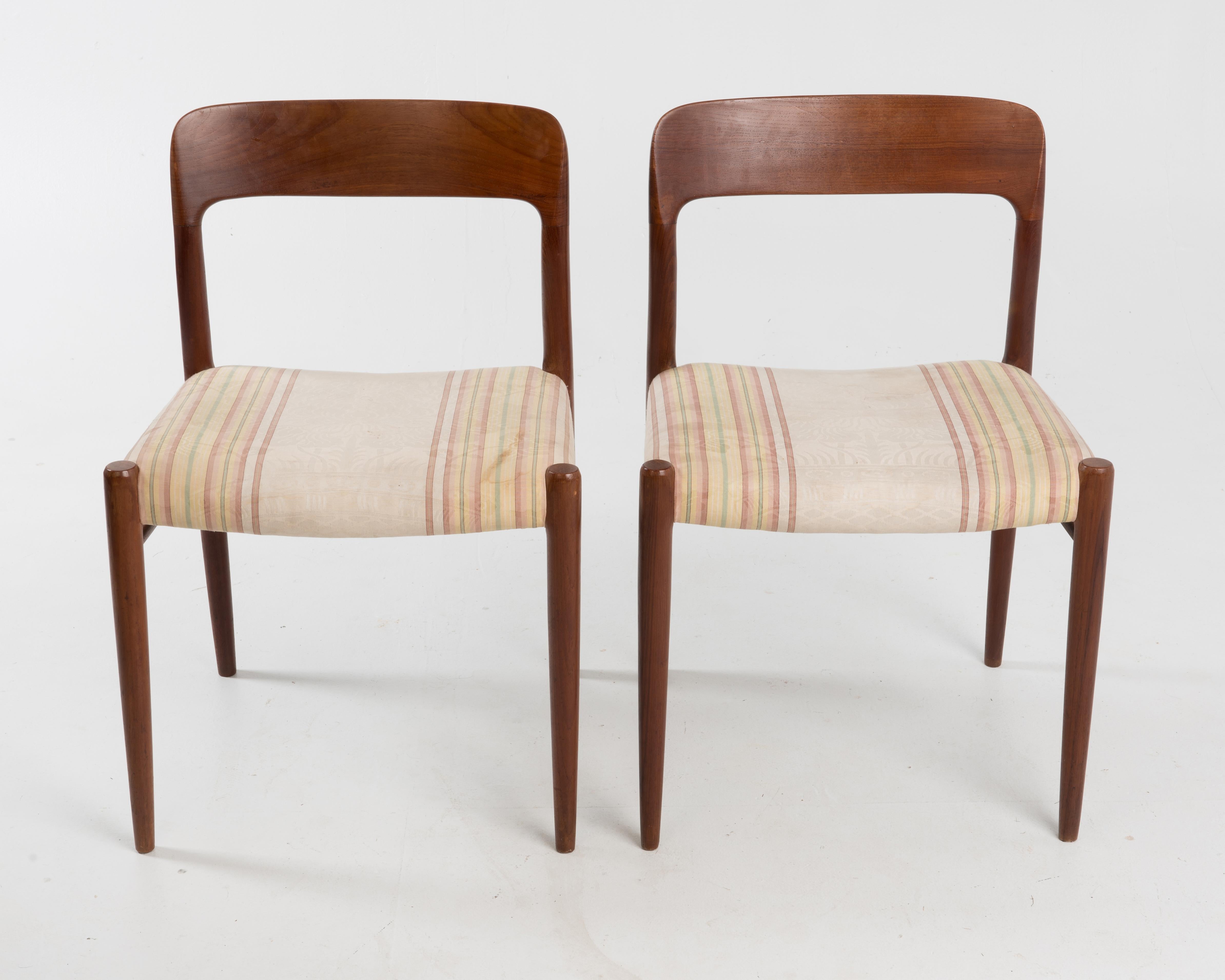Niels Möller for J.L. Möllers Style Modell 75 Danish Teak Dining Chairs, Pair 1