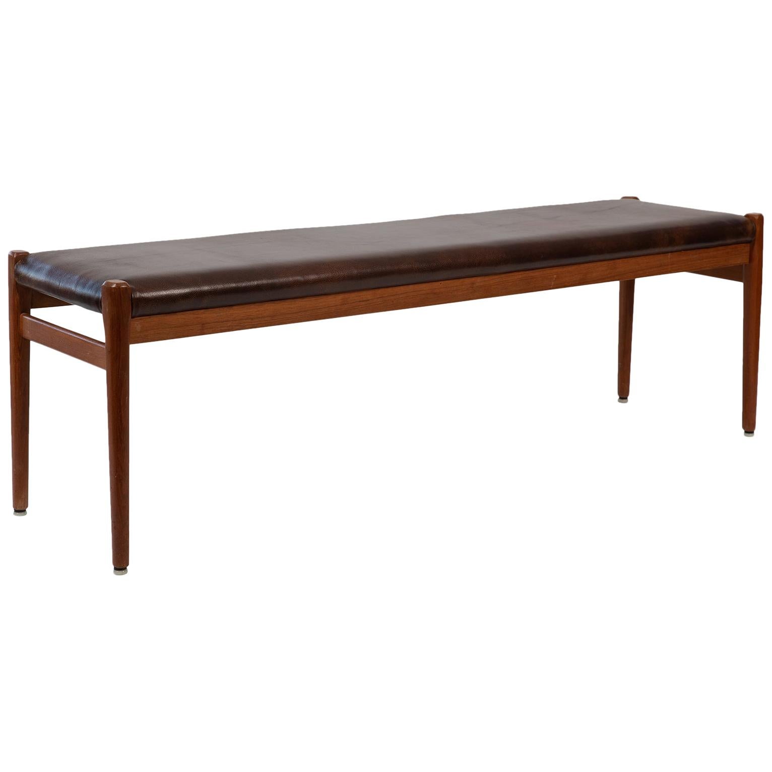 Niels Moller Leather and Teak Bench