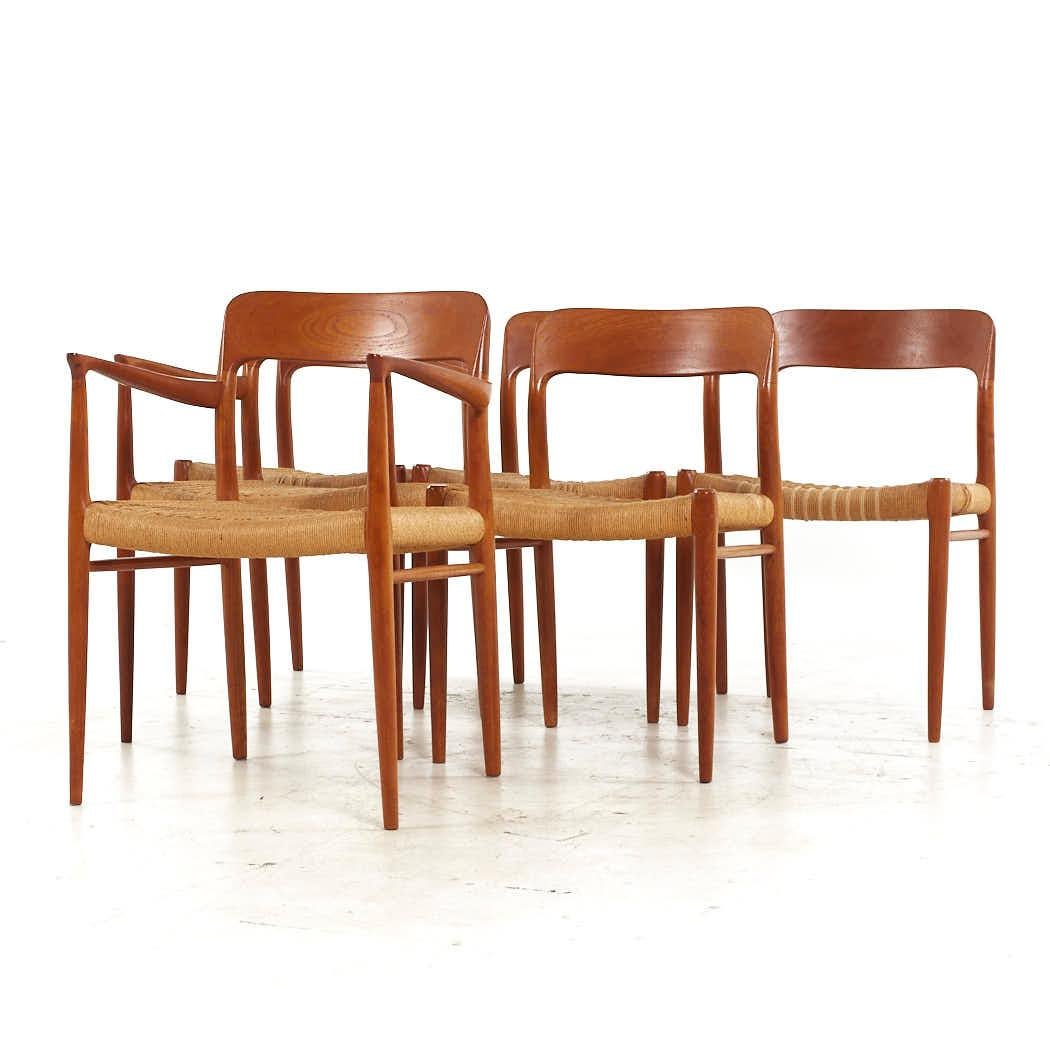 Mid-Century Modern Niels Moller Mid Century Model 75 Danish Teak Dining Chairs - Set of 6 For Sale