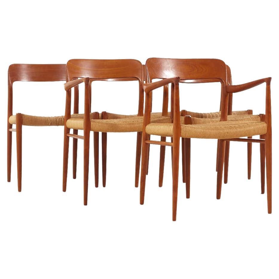 Niels Moller Mid Century Model 75 Chaises de salle à manger danoises en teck - Lot de 6