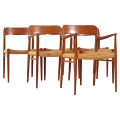 Vintage Niels Moller Mid Century Model 75 Danish Teak Dining Chairs - Set of 6