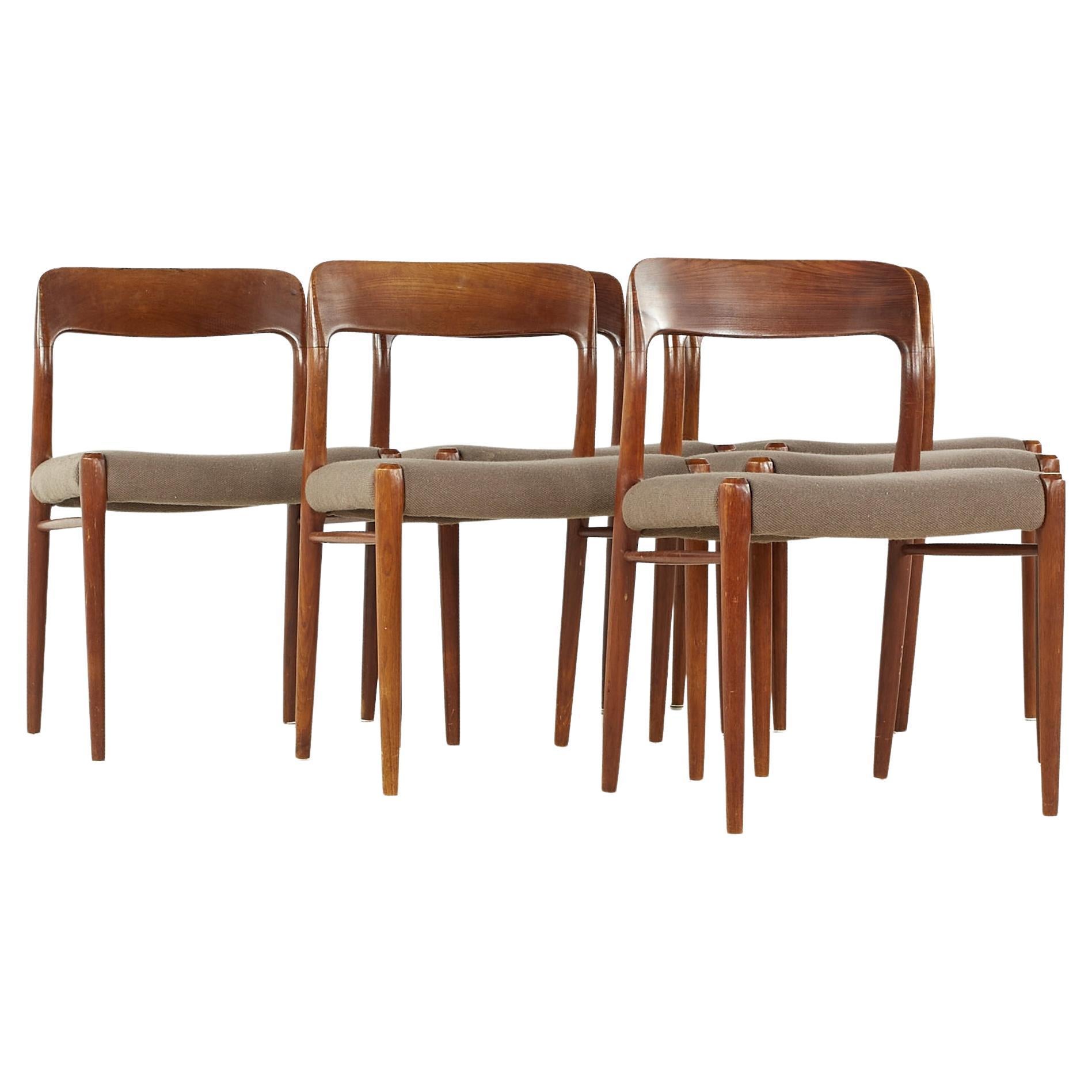 Niels Moller Midcentury Model 75 Teak Dining Chairs, Set of 6