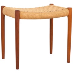 Niels Moller Mid-Century Modern Teak and Cord Stool