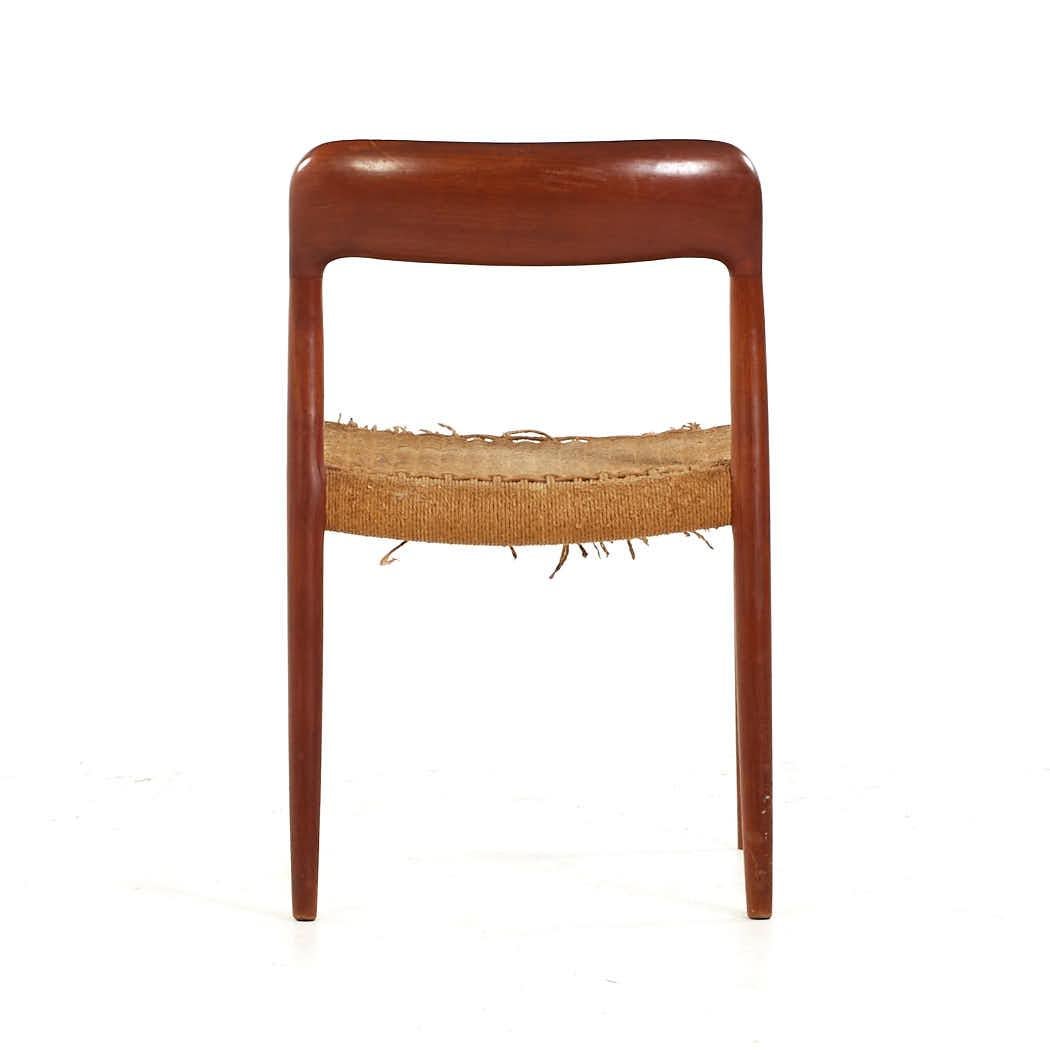 Rattan Niels Moller Mid Century Teak Model 75 and 77 Dining Chairs – Set of 8 For Sale