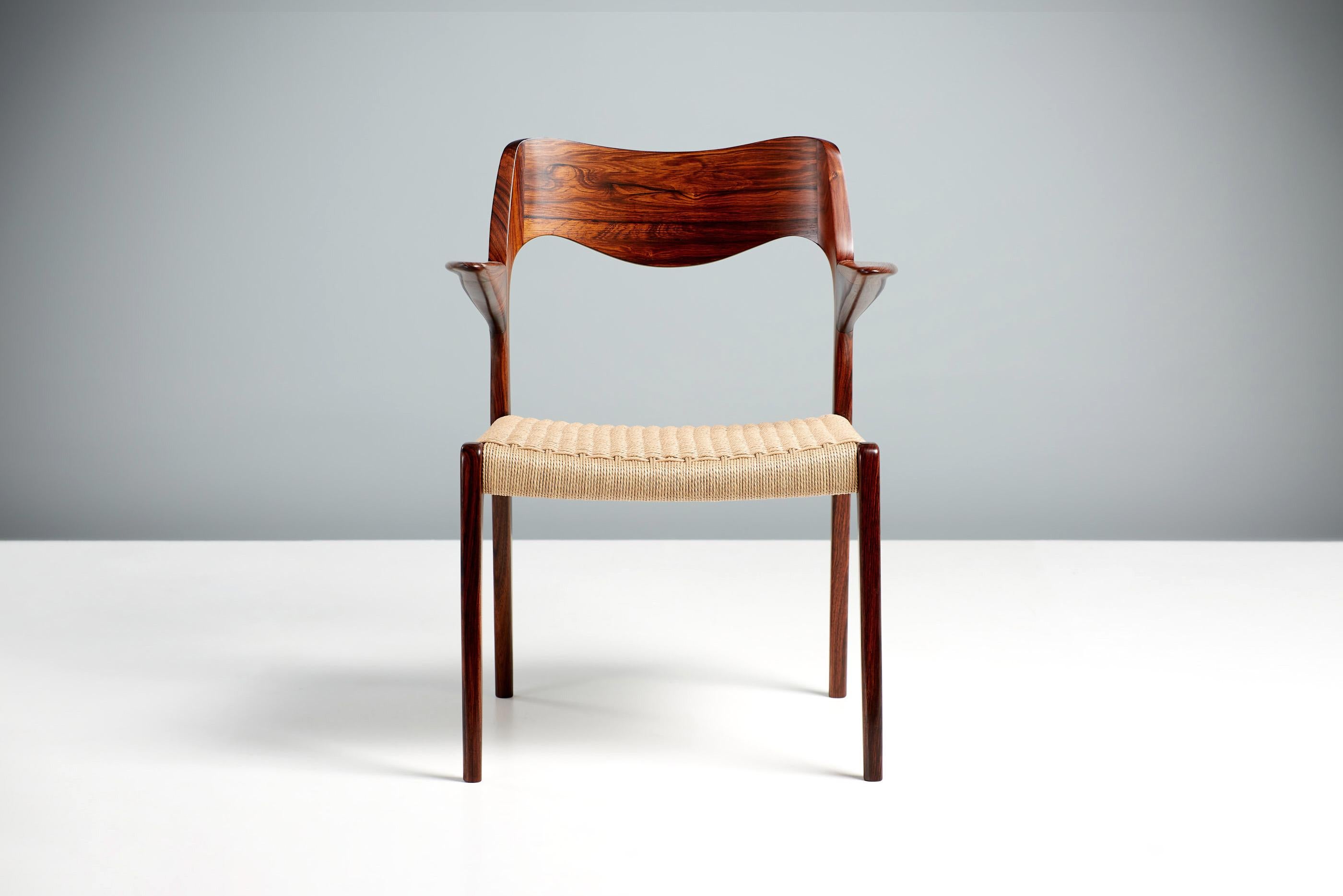 Scandinavian Modern Niels Moller Model 55 Chair, Rosewood & Papercord