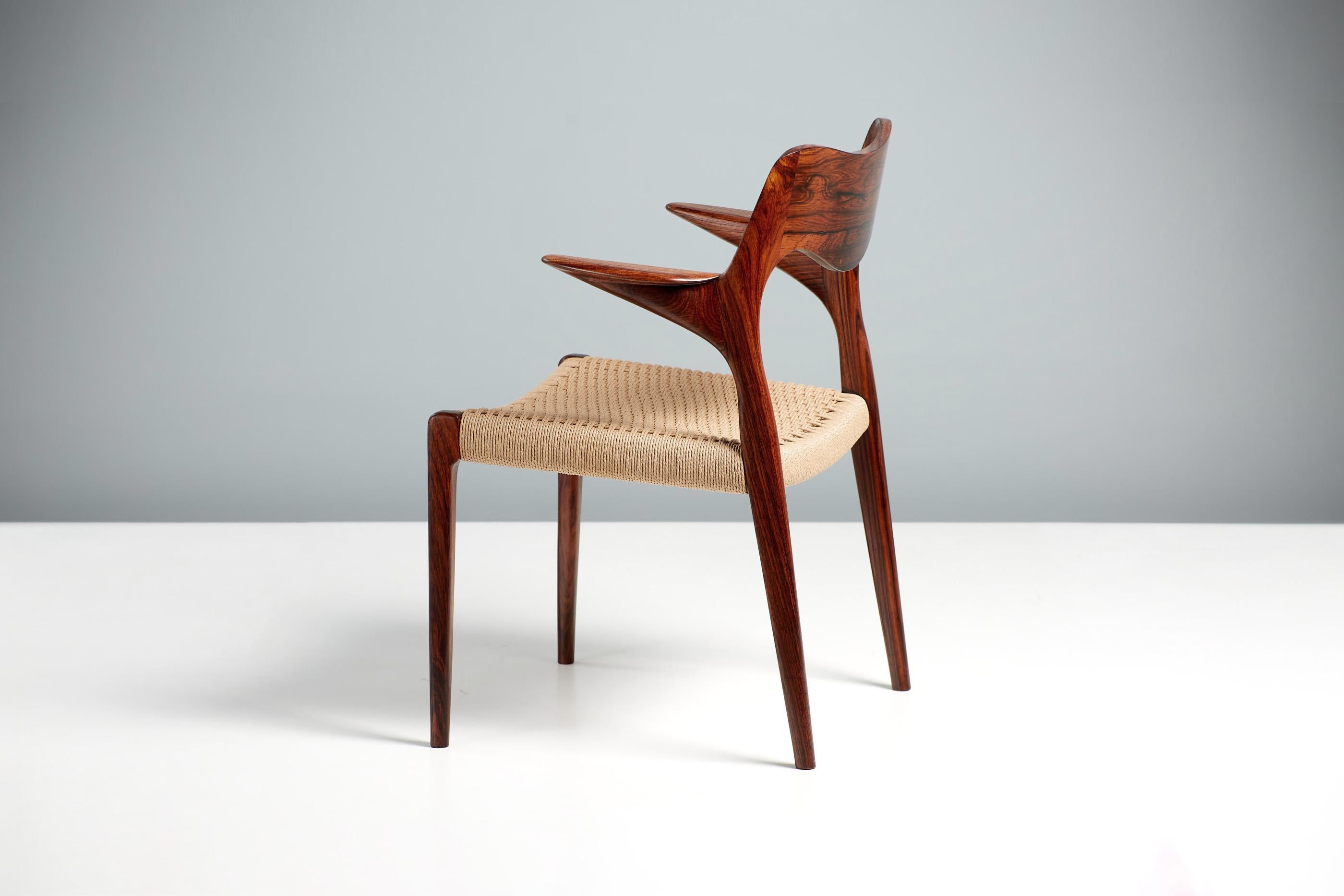Danish Niels Moller Model 55 Chair, Rosewood & Papercord