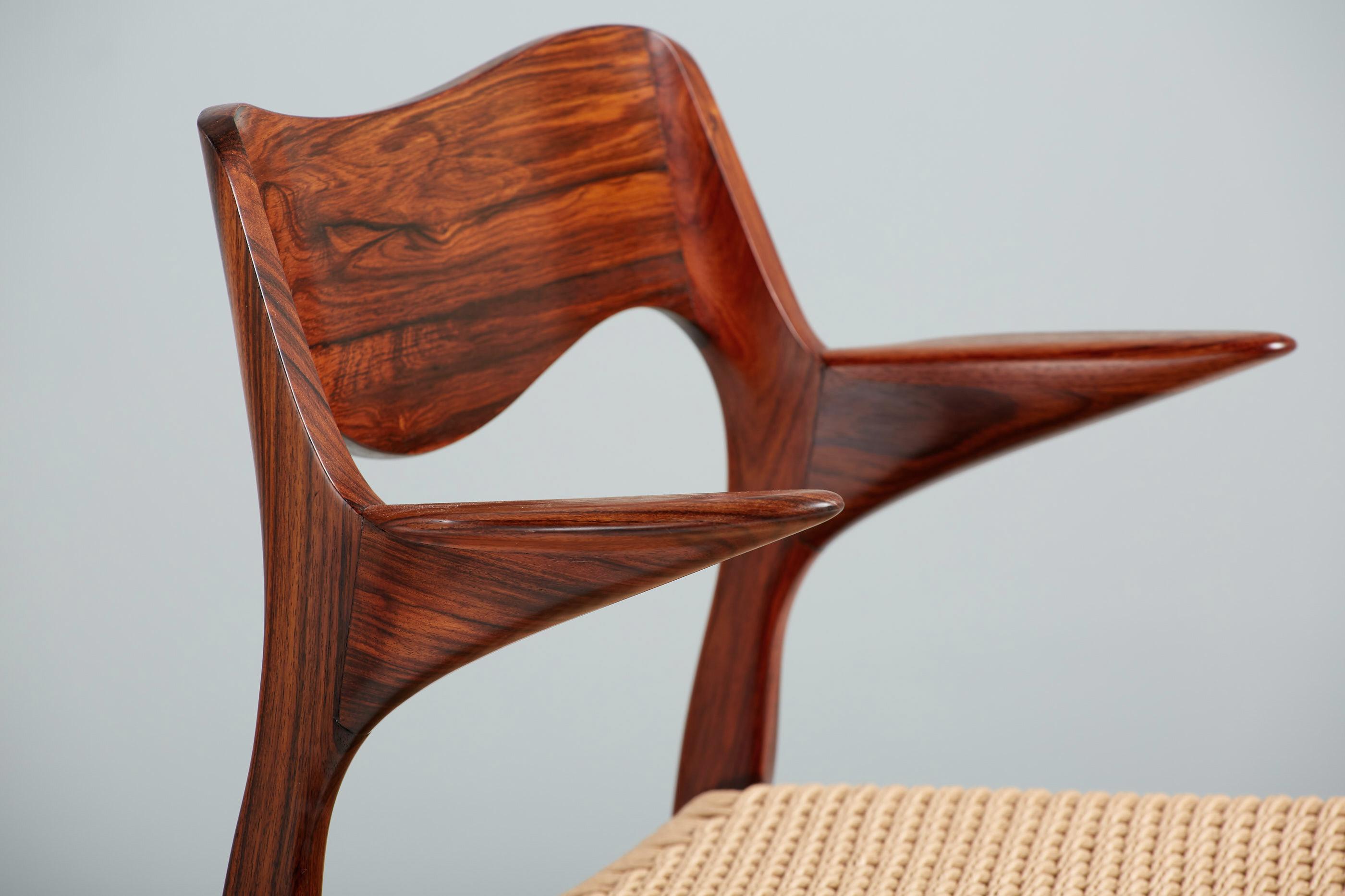 Niels Moller Model 55 Chair, Rosewood & Papercord In Excellent Condition In London, GB