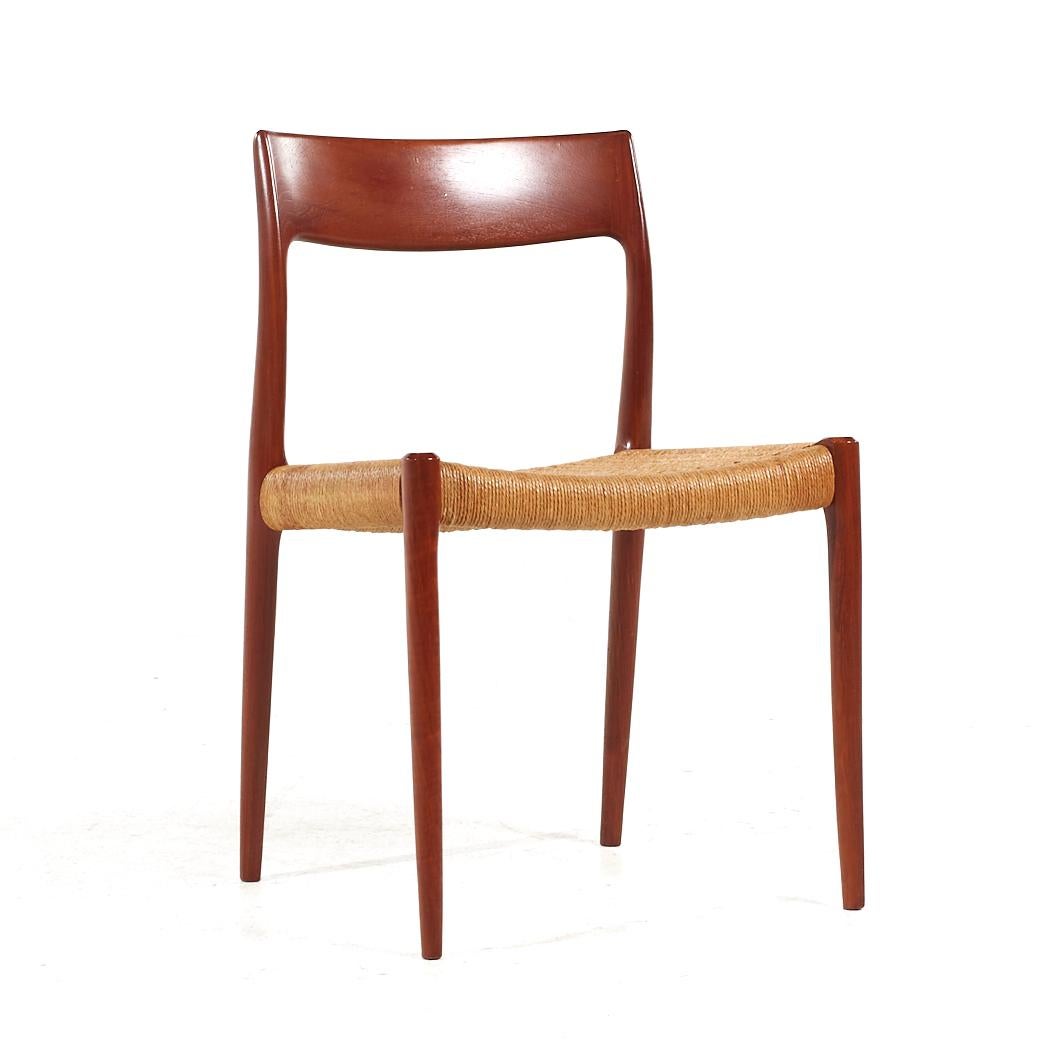 Niels Moller Model 57 and 77 MCM Danish Teak and Rope Dining Chairs - Set of 8 In Good Condition For Sale In Countryside, IL