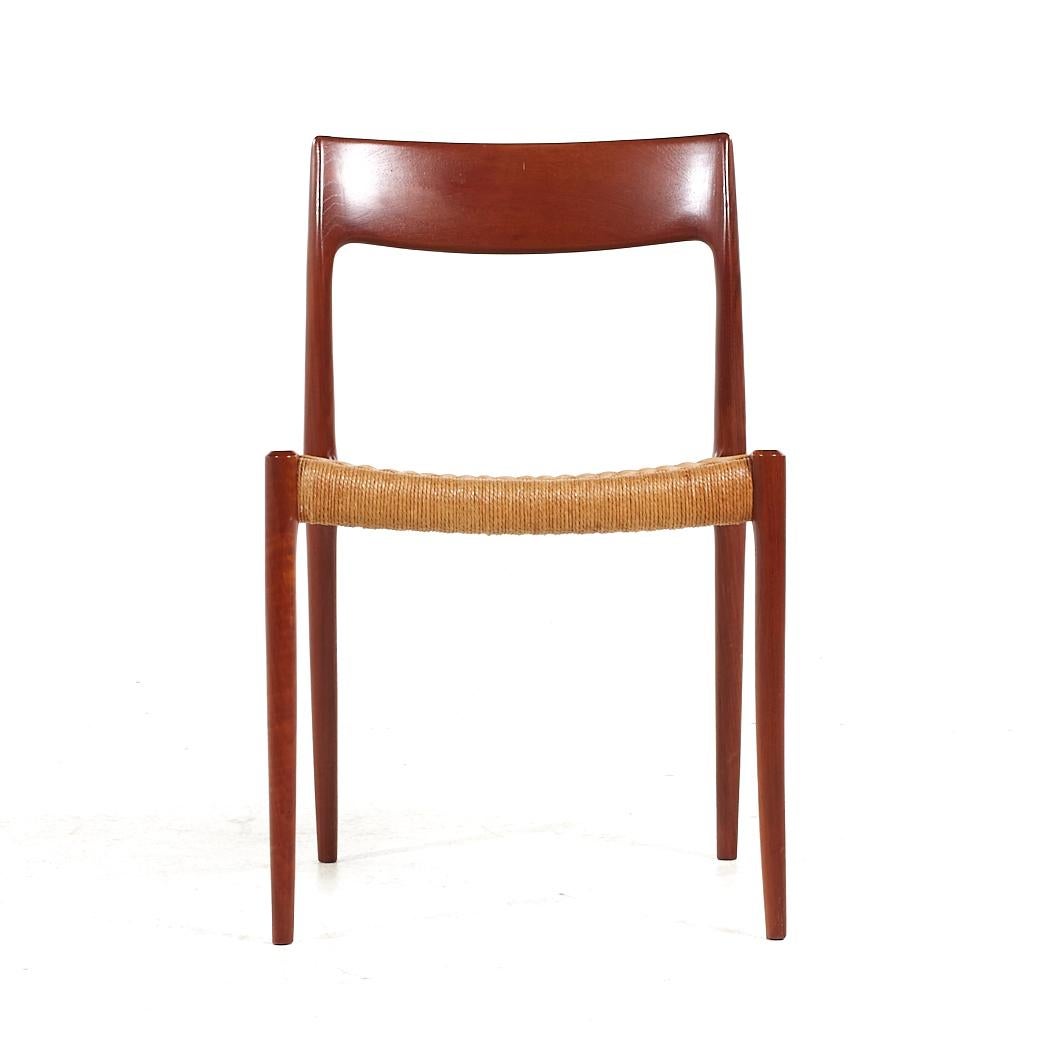 Late 20th Century Niels Moller Model 57 and 77 MCM Danish Teak and Rope Dining Chairs - Set of 8 For Sale
