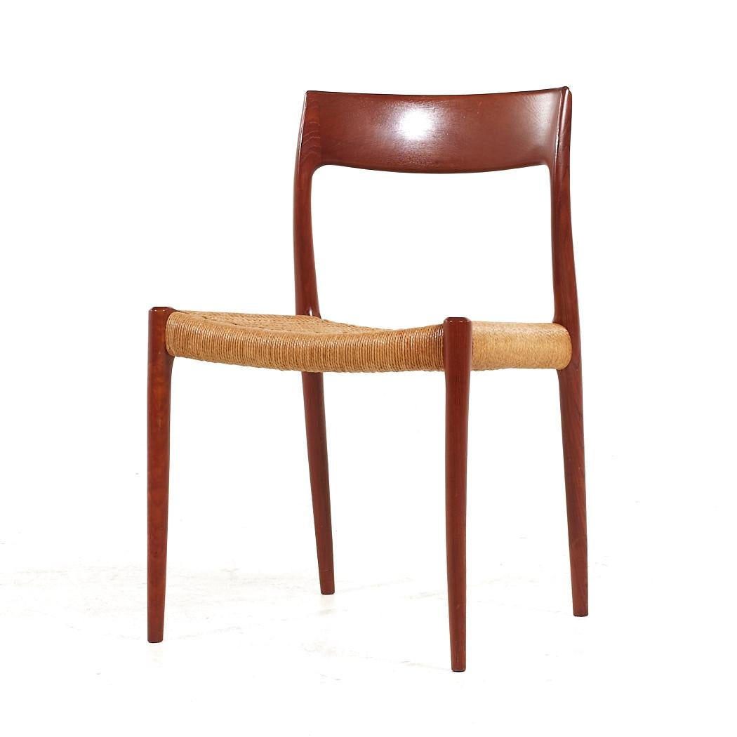 Niels Moller Model 57 and 77 MCM Danish Teak and Rope Dining Chairs - Set of 8 For Sale 1