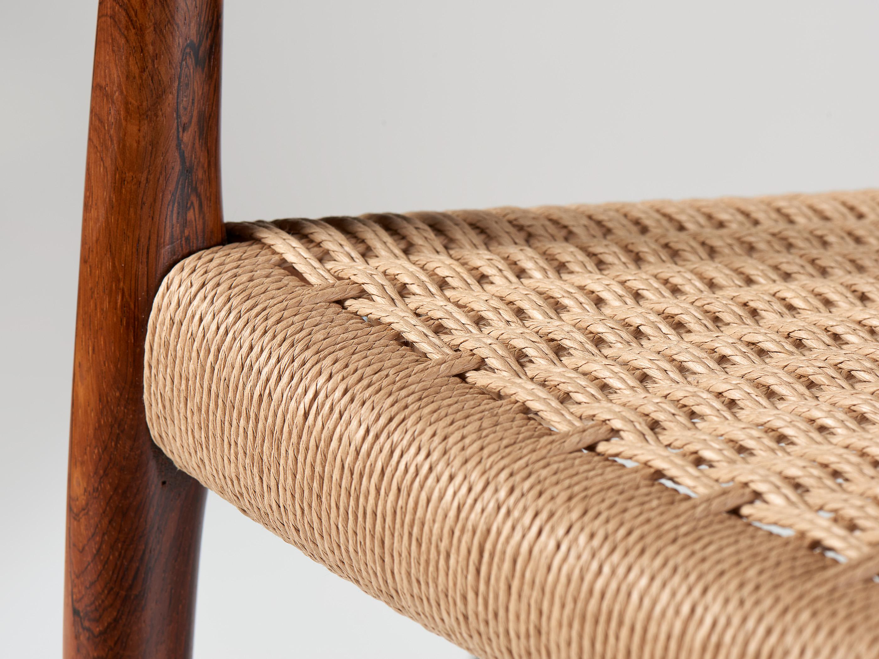 Niels Moller Modell 57 Sessel, Rosenholz und Papierkordel, Niels Moller, 1959 im Angebot 4