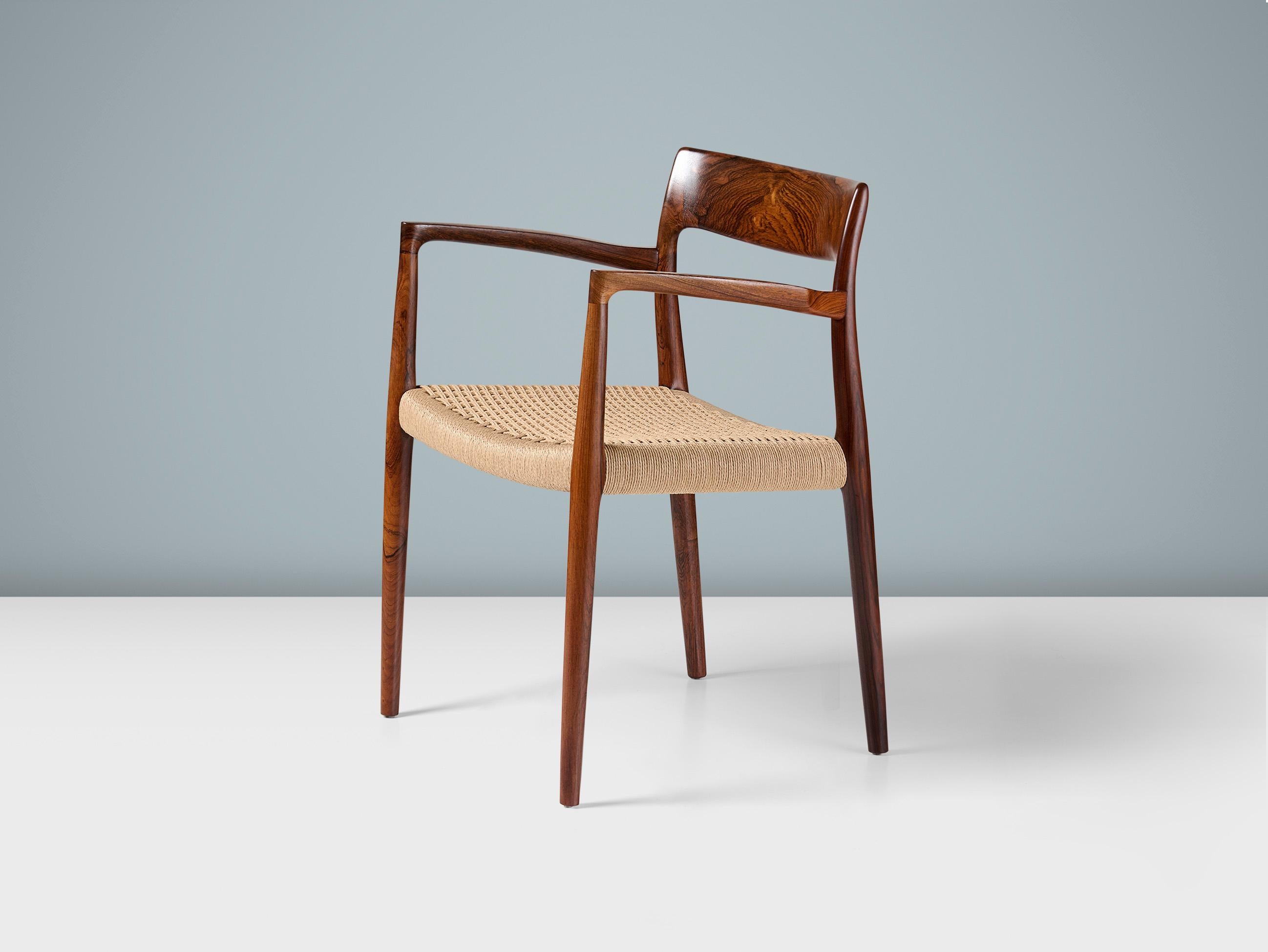 Niels Moller Modell 57 Sessel, Rosenholz und Papierkordel, Niels Moller, 1959 (Skandinavische Moderne) im Angebot