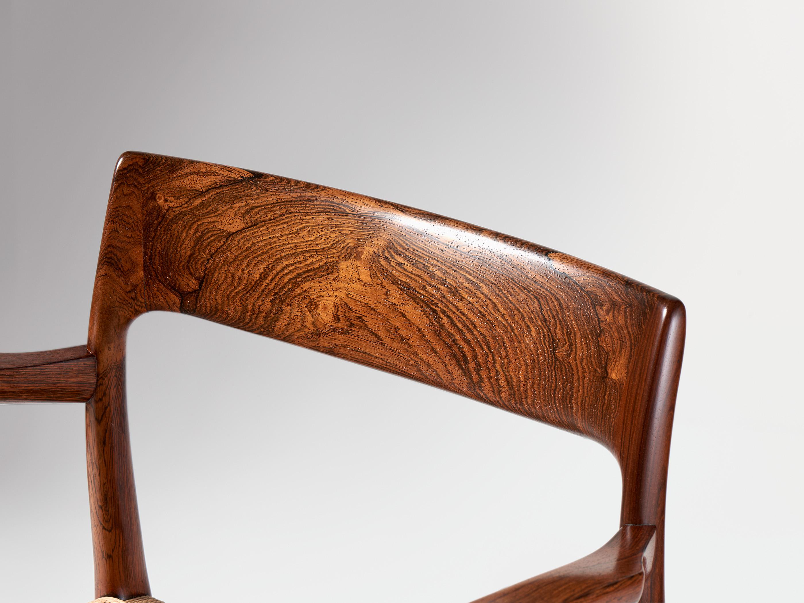 Niels Moller Modell 57 Sessel, Rosenholz und Papierkordel, Niels Moller, 1959 (Dänisch) im Angebot