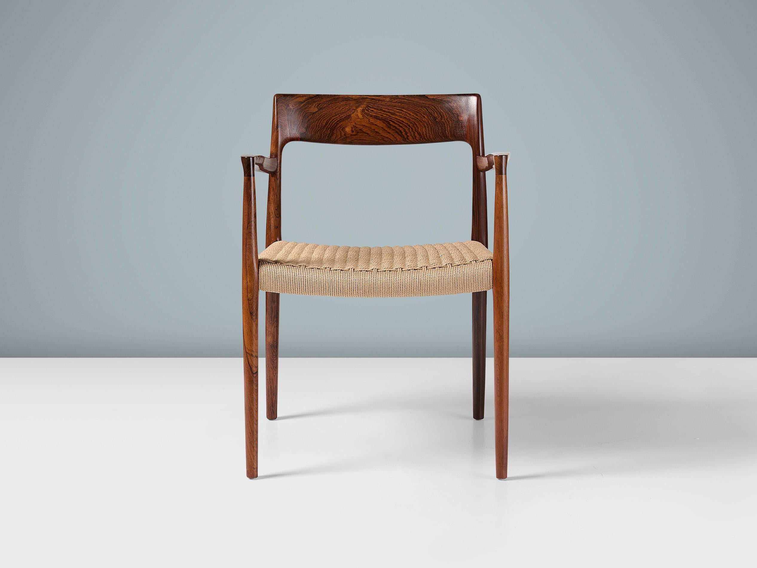 Niels Moller Modell 57 Sessel, Rosenholz und Papierkordel, Niels Moller, 1959 im Zustand „Hervorragend“ im Angebot in London, England