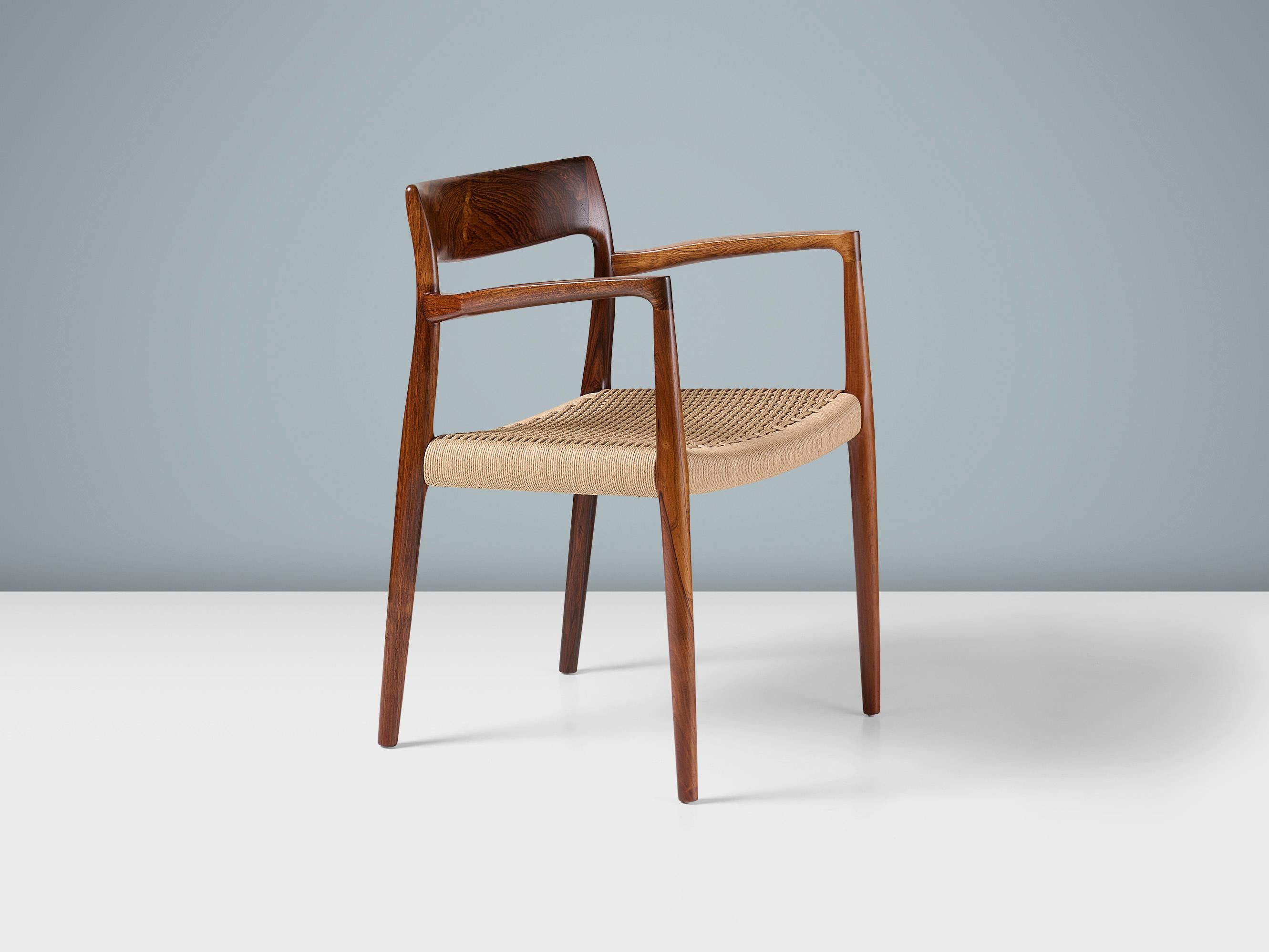 Niels Moller Modell 57 Sessel, Rosenholz und Papierkordel, Niels Moller, 1959 im Angebot 1