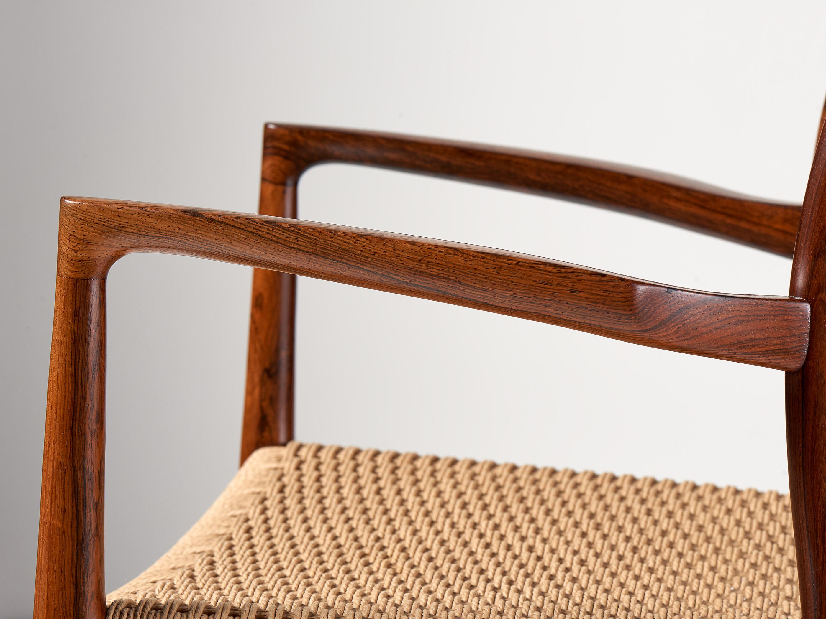 Niels Moller Modell 57 Sessel, Rosenholz und Papierkordel, Niels Moller, 1959 im Angebot 3