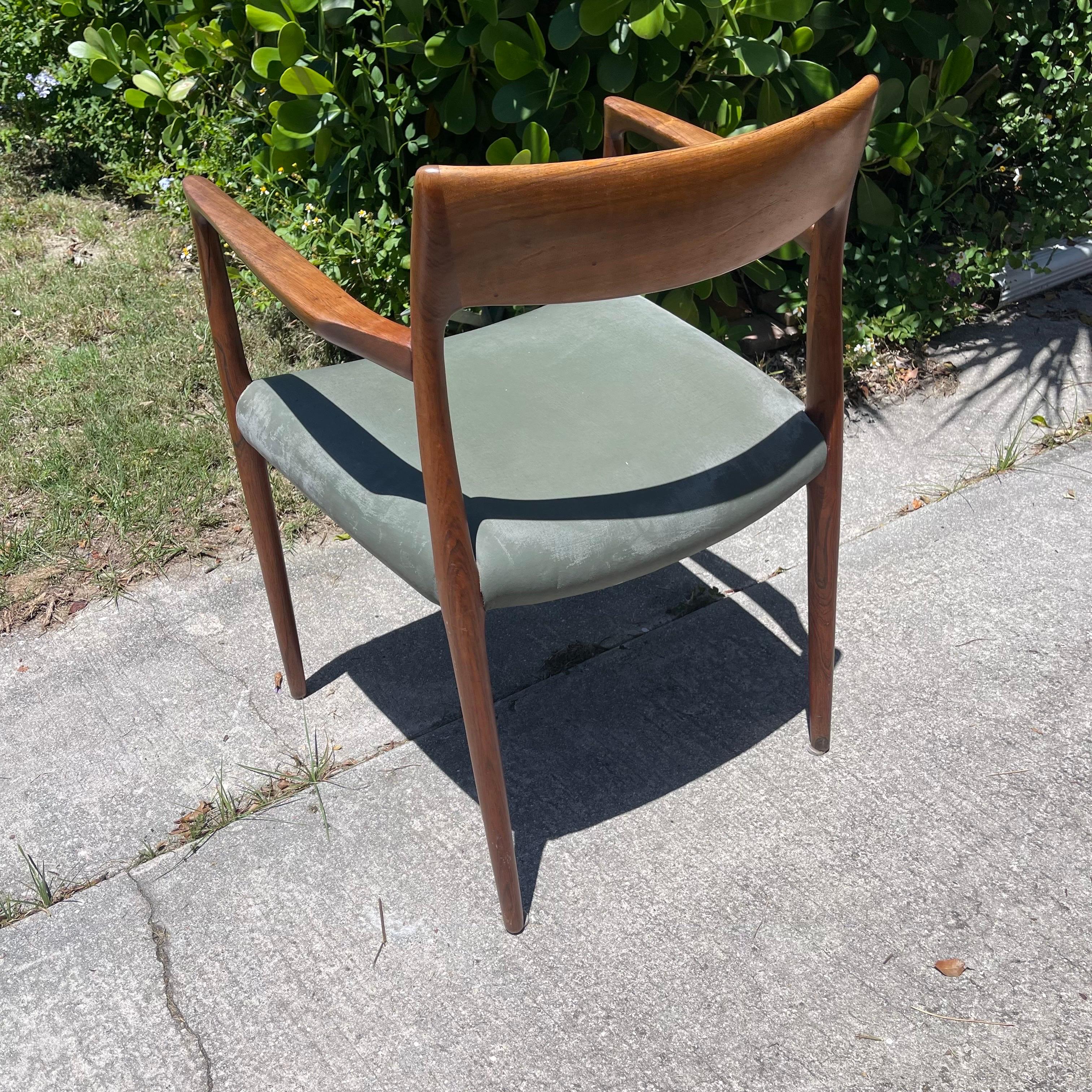 Modern Niels Moller Model 57 Rosewood Carver Chair Jl Møller For Sale