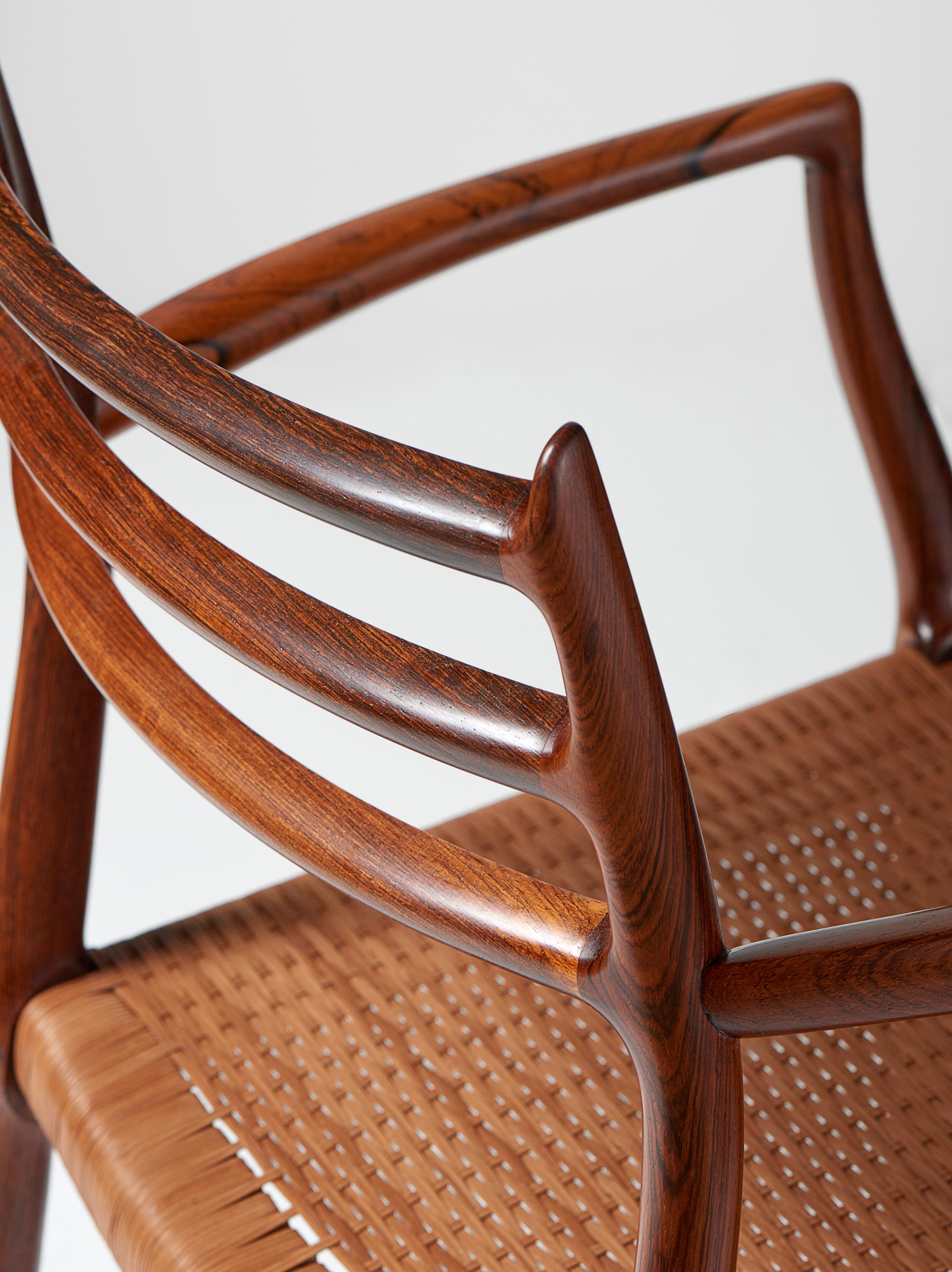 Niels Moller Model 62 Armchair, Rosewood & Leather Cord, 1960s For Sale 4