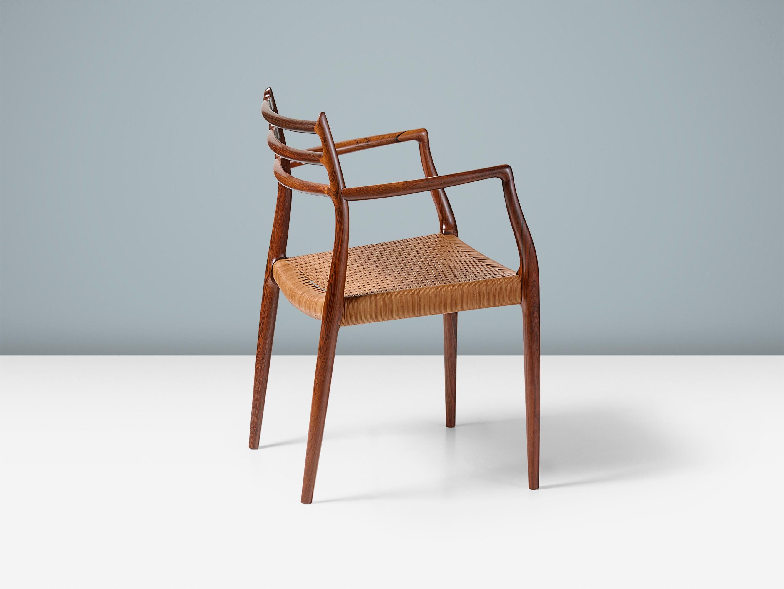 Scandinavian Modern Niels Moller Model 62 Armchair, Rosewood & Leather Cord, 1960s For Sale