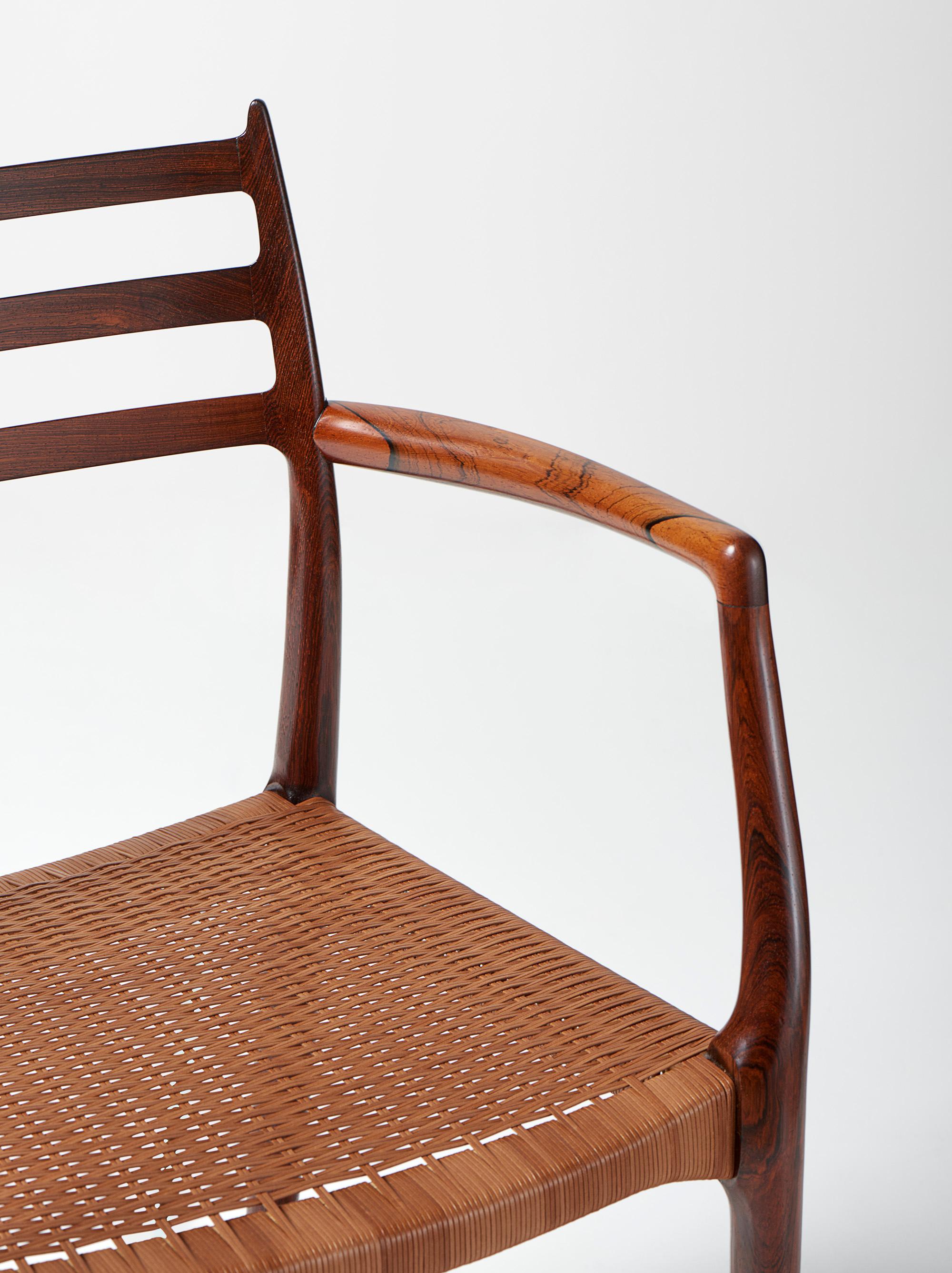 Danish Niels Moller Model 62 Armchair, Rosewood & Leather Cord, 1960s For Sale