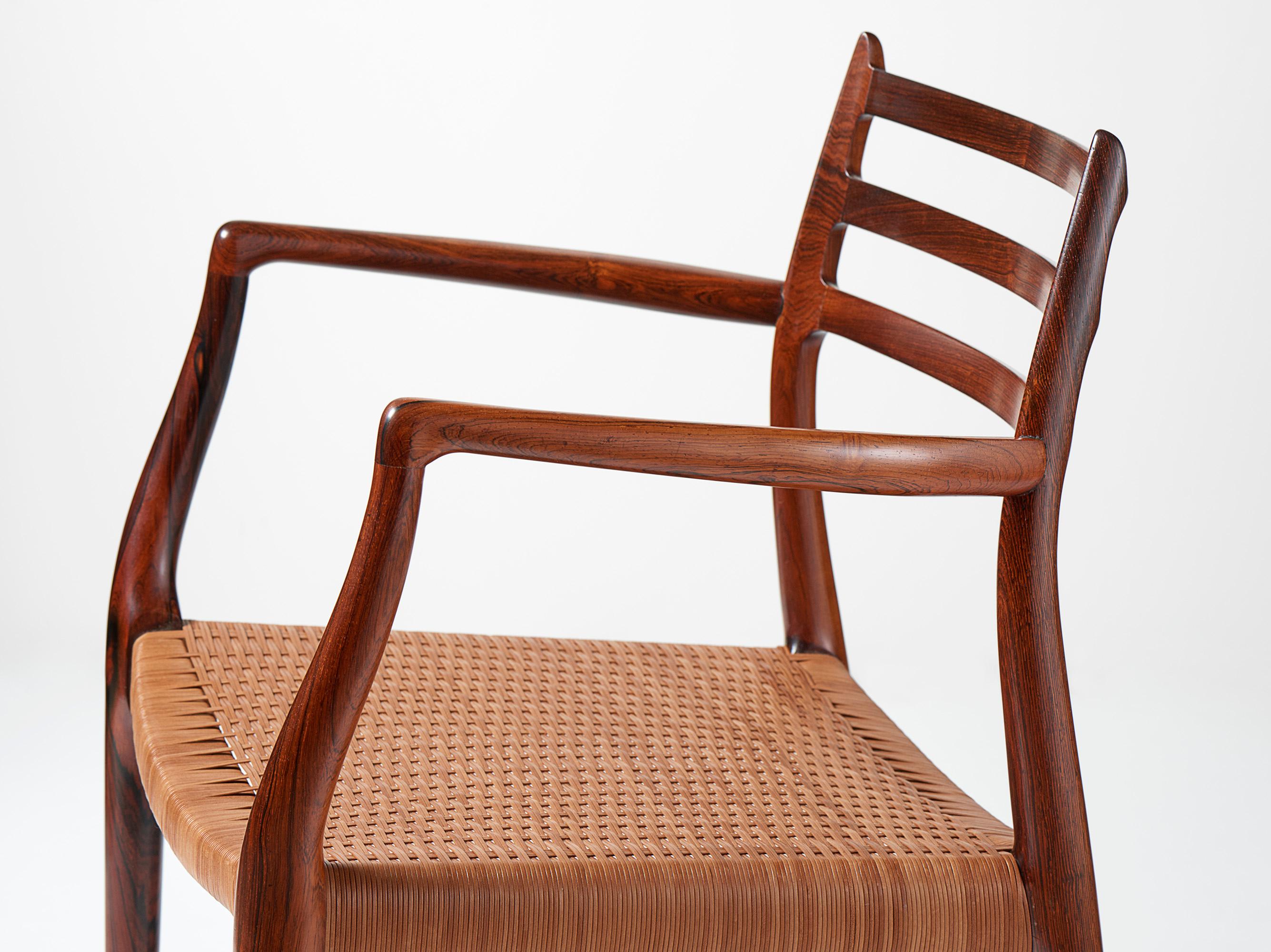 Mid-20th Century Niels Moller Model 62 Armchair, Rosewood & Leather Cord, 1960s For Sale