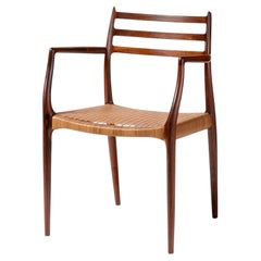 Niels Moller Model 62 Armchair, Rosewood & Leather Cord, 1960s